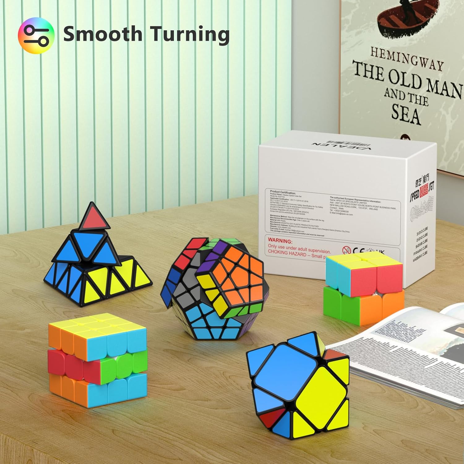 Vdealen Speed Cube Set, Cube Bundle 2x2 3x3 Pyramid Dodecahedron Skewb Magic Cube Pack, Puzzle Cube Collection Toys Easter Valentines Gift for Kids Teens Adults- 5 Pack