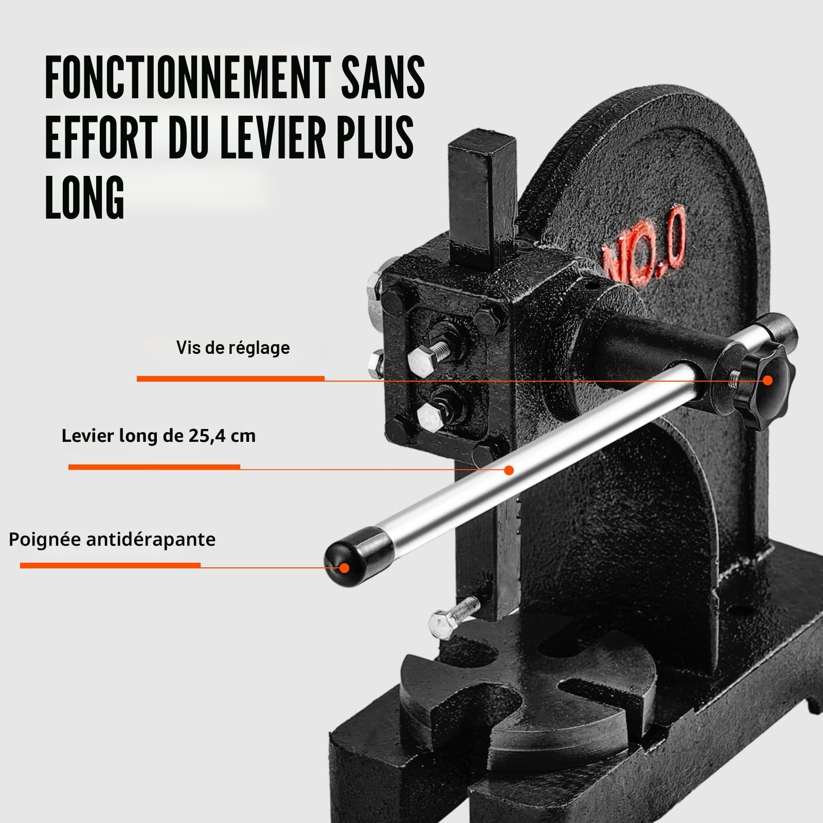 VEVOR Presse à Crémaillère, Presse à Arbre Manuelle de 0,5 Tonne, Hauteur Maximale de 117 mm, Presse Manuelle de Précision Robuste en Fonte, pour l'Estampage, Le Pliage, l'Étirement et Le Formage