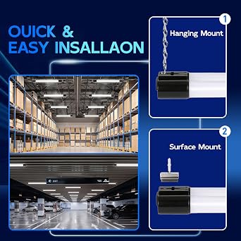 hykolity 4FT Linkable LED Shop Light for Garage,4400LM,5000K Daylight | 42W Utility Linkable Shop Light Fixture LED Workbench Shop Light with Plug, Hanging or Surface Mount,Black - ETL,2 Pack