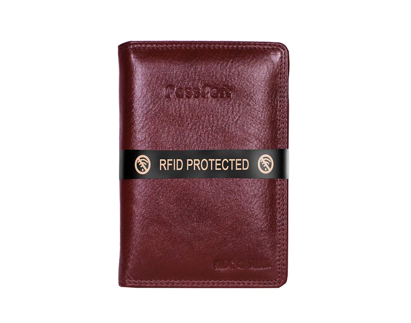 hide & sleek RFID Protected Genuine Leather Unisex Travel Wallet Passport Document Holder (Brown)-picture-44