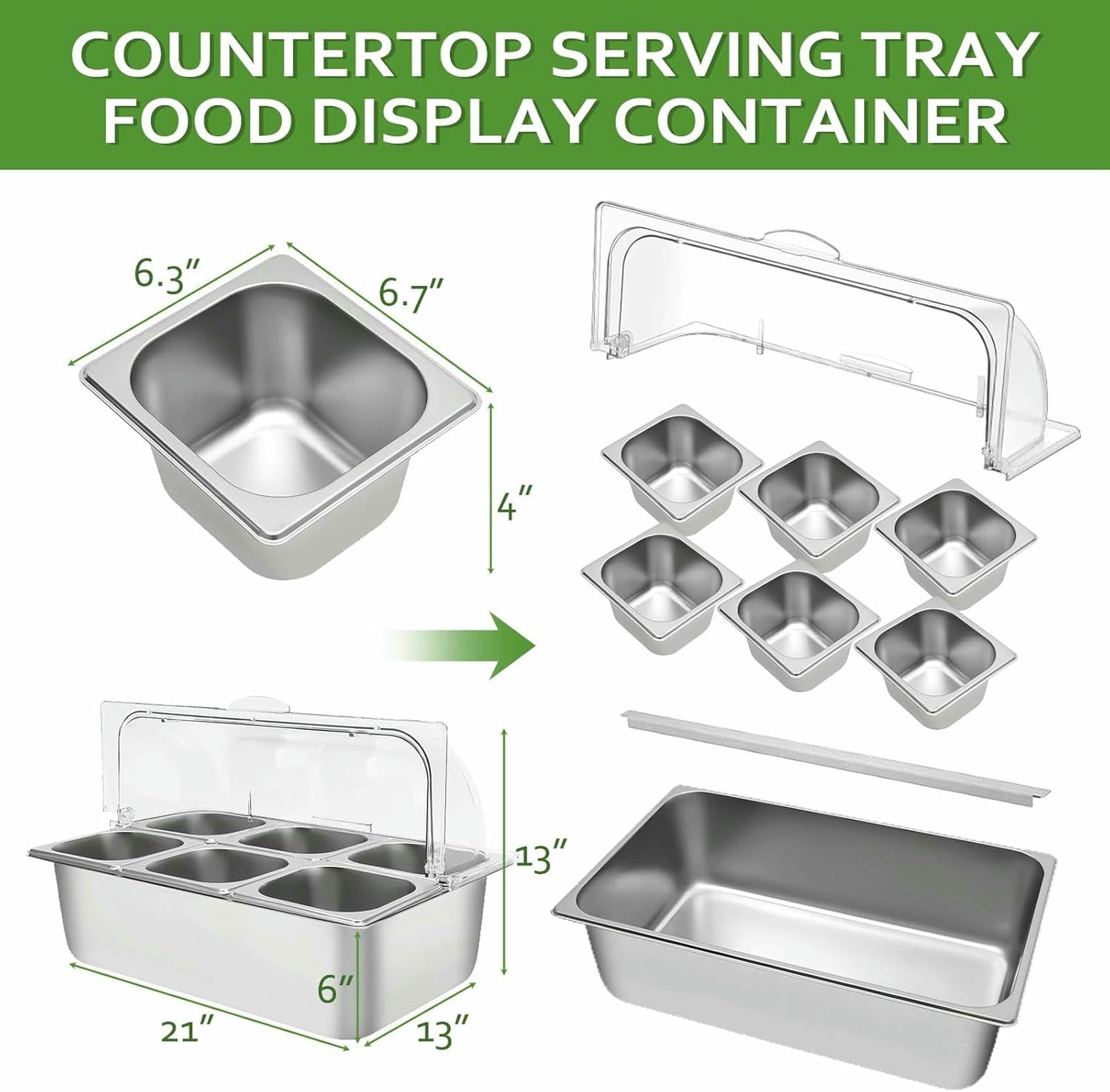 Contenitore per Alimenti, 4 vaschette, Vassoio per servire cibi Freddi, distributore di spezie, Insalata, condimento, antipasti, spezie, Frutta, Vassoio per servire cibi Freddi~/