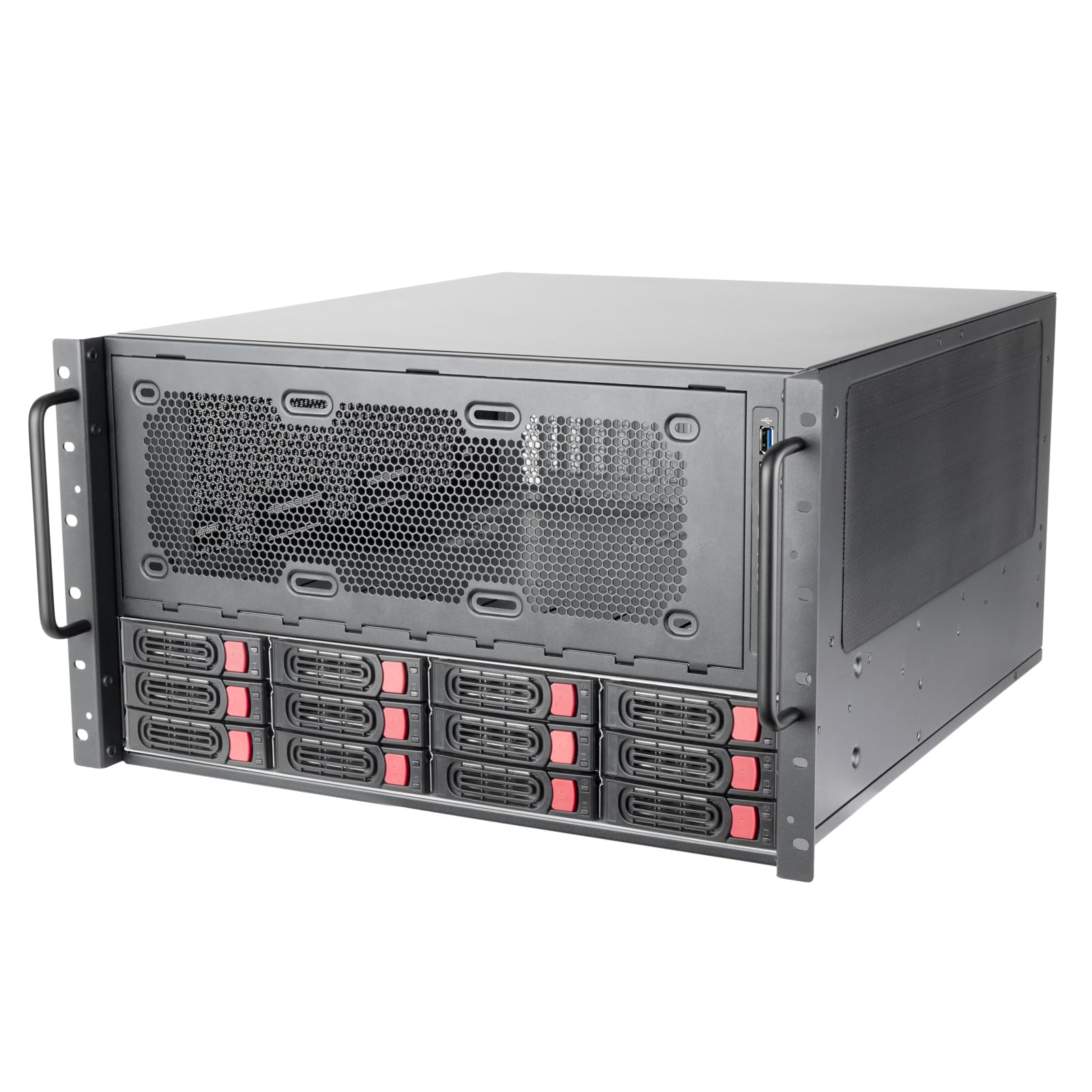 SilverStone Technology RM61-312, 6U 12-Bay Rackmount Chassis Equipped with Dual PSU Compatibility, Triple 360mm Radiator Support, SST-RM61-312