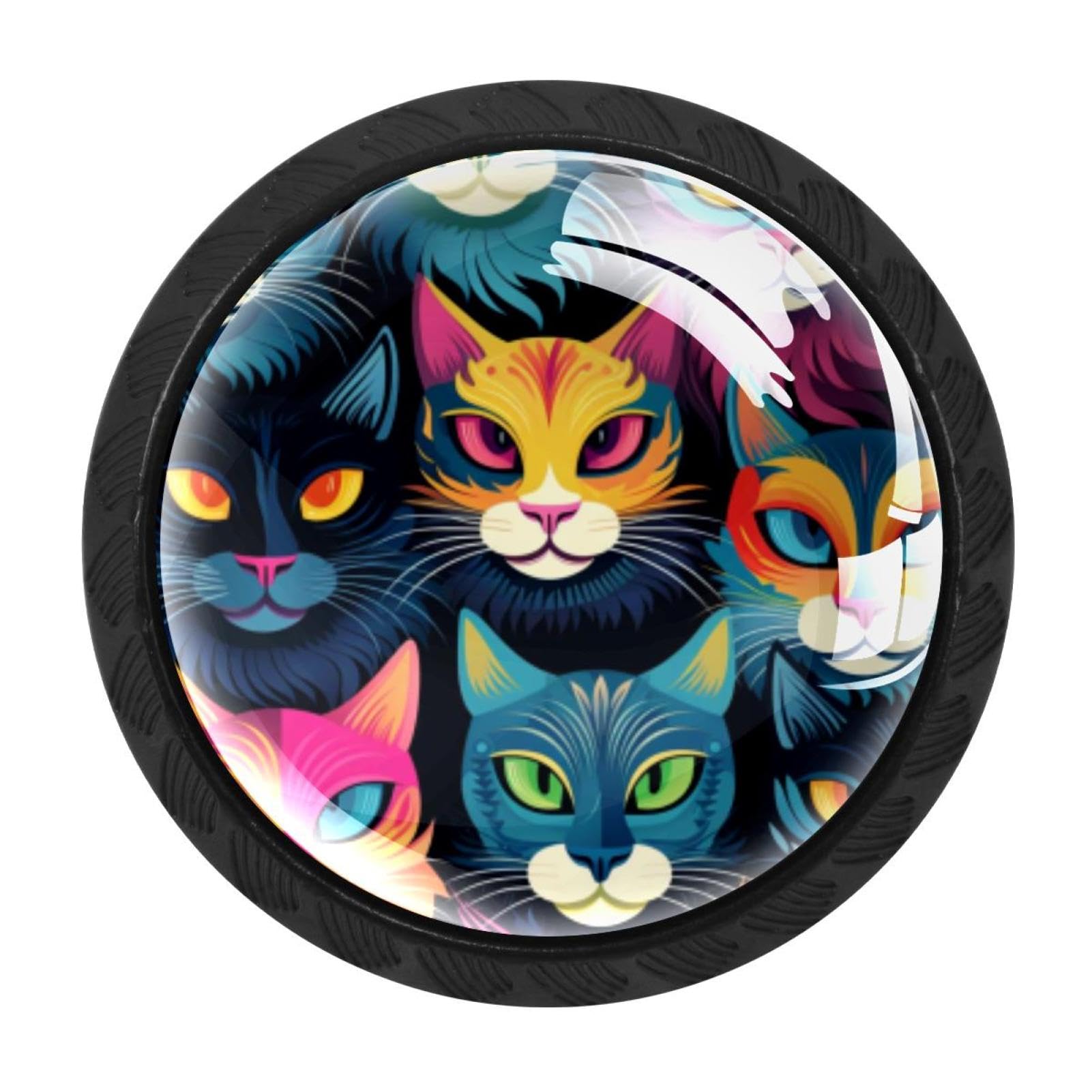 Chenzzzz Multicolored 09 4 Pack Cat Dresser Drawer Cabinet Knobs Round Crystal Glass Knobs Pulls Handles For Kitchen Wardrobe Cupboard Door Hardware