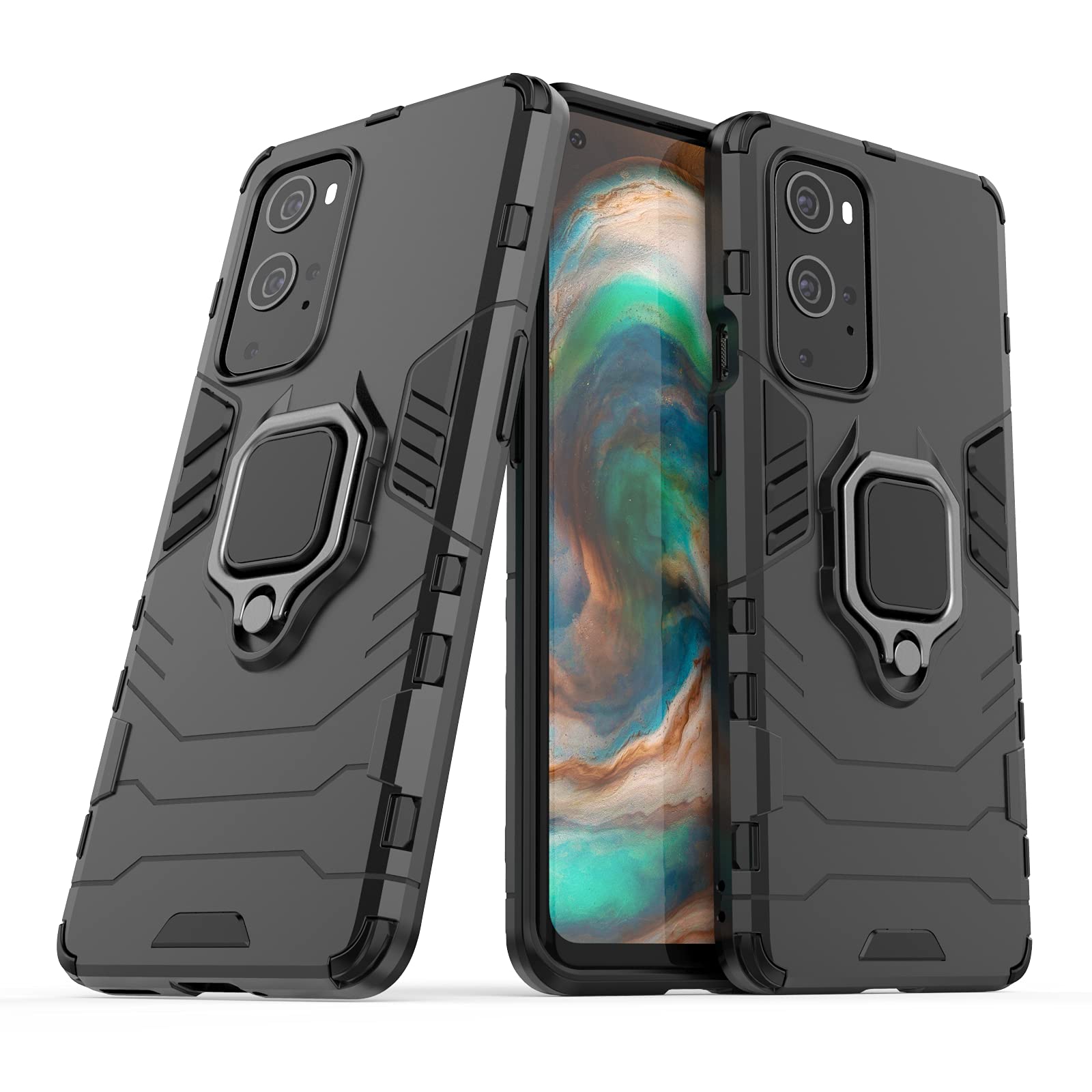 Urspasol For OnePlus 8T 5G Case OnePlus 8T Case With Screen Protector (2 Pack) Tempered Glass Hybrid Heavy Duty Armor Protective Bumper Phone Cover With 360° Degree Ring Holder Kickstand (Red - View #7