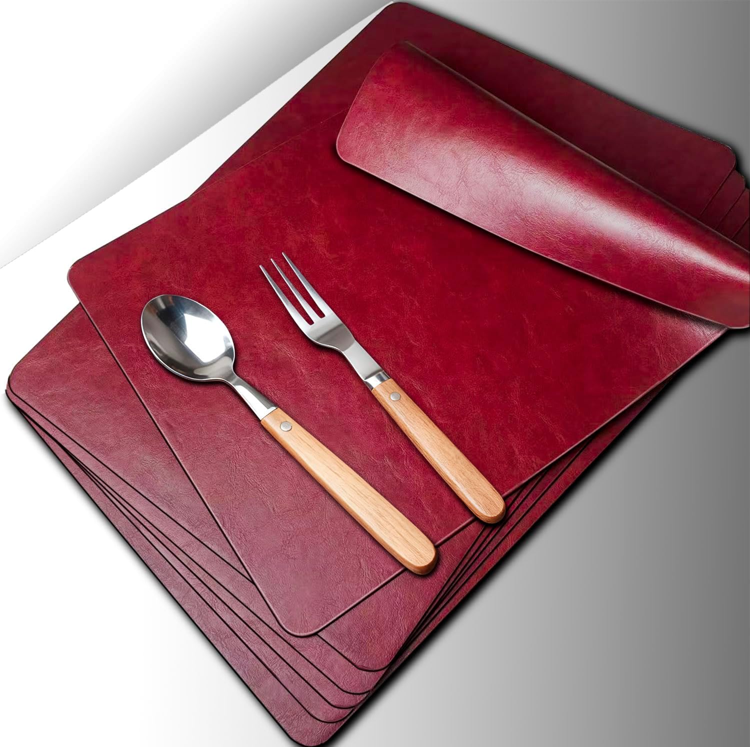 Placemats Set of 6 Placemats Faux Leather Washable Placemats for Table 6, 6 Piece Waterproof Heat Resistant Non-Slip Washable Placemats for Dining Room