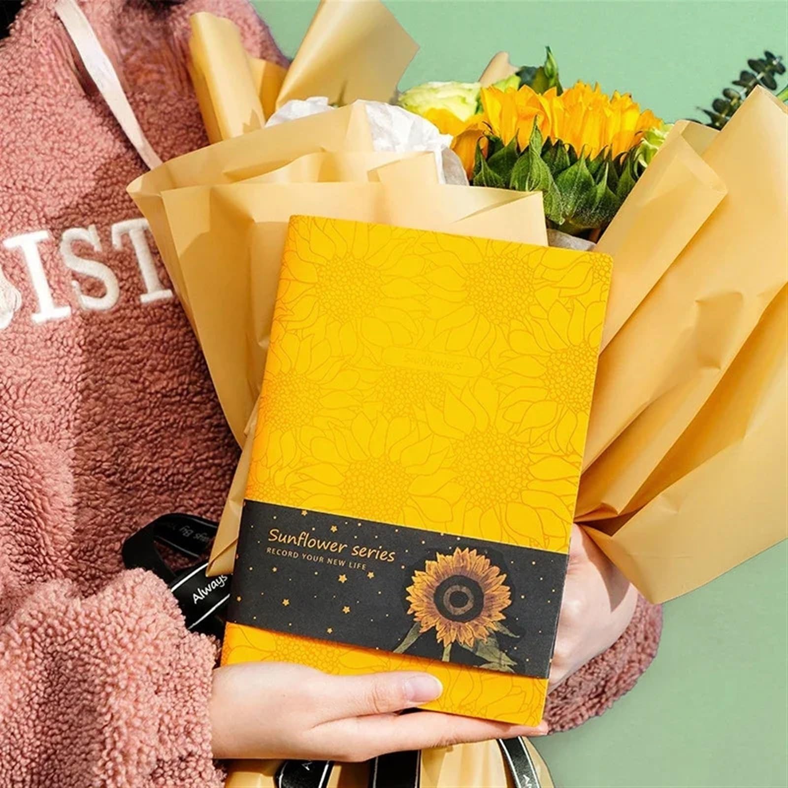 Quaderno Blocco Note A5 con Copertina Girasole addensata, Superficie Morbida in Pelle, Semplice taccuino for Conti a Mano for Studenti, Forniture for riunioni for Ufficio Aziendale(Yellow)