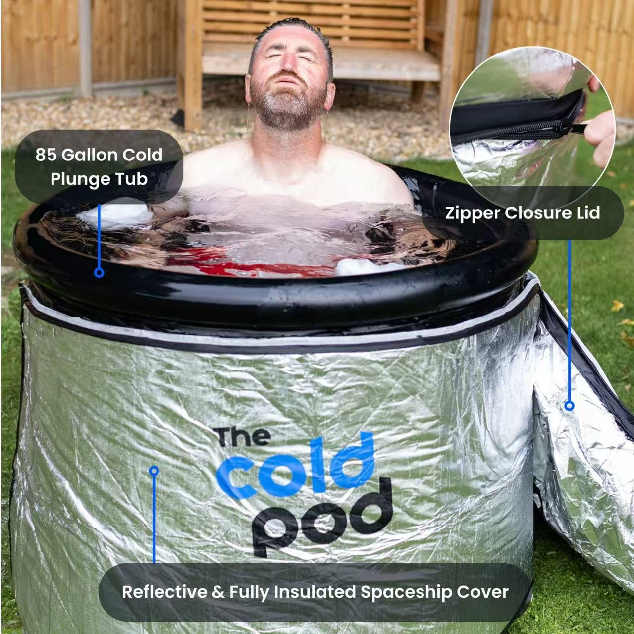 Portable Bathtub Adult The Cold Pod 85 Gallon Bundle With Energy-Saving ...
