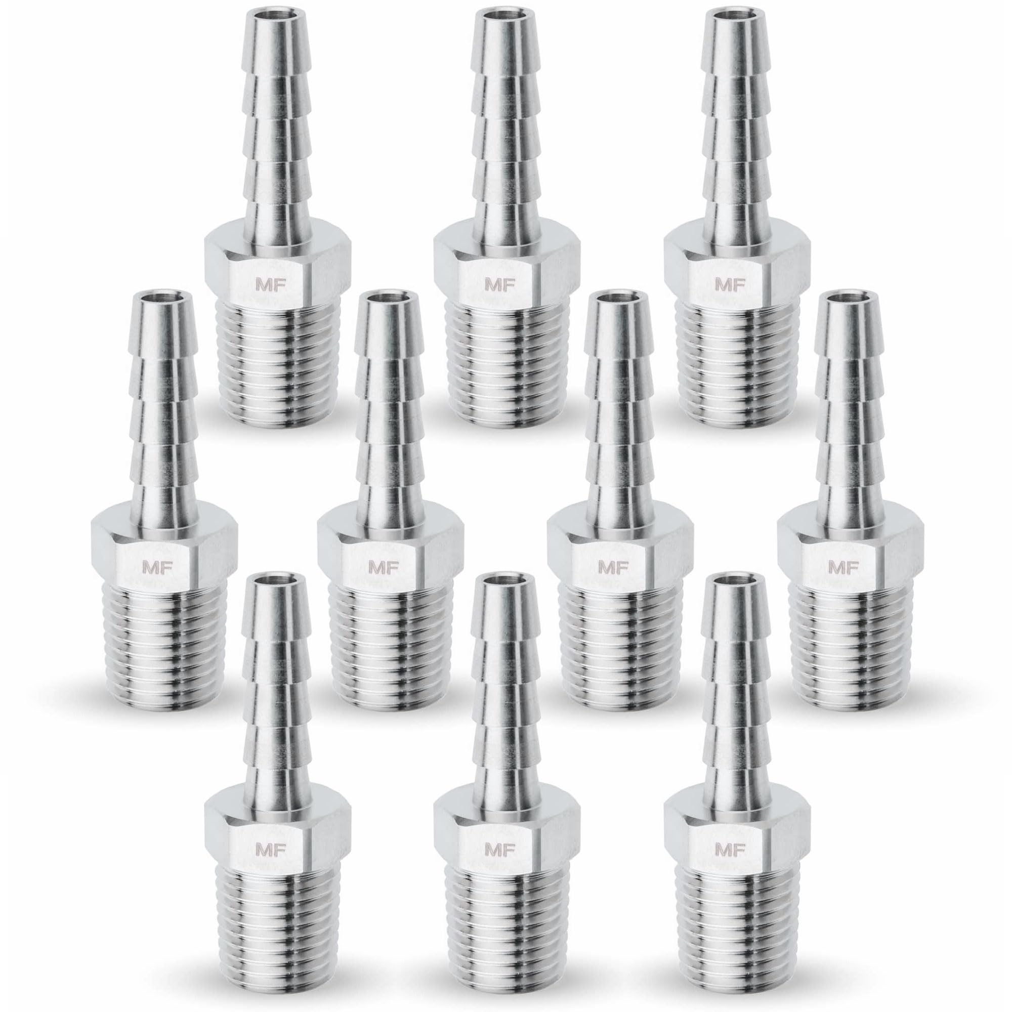 Raccord tuyau cannelé mâle NPT vers 6,35 mm en acier inoxydable MAACFLOW x10