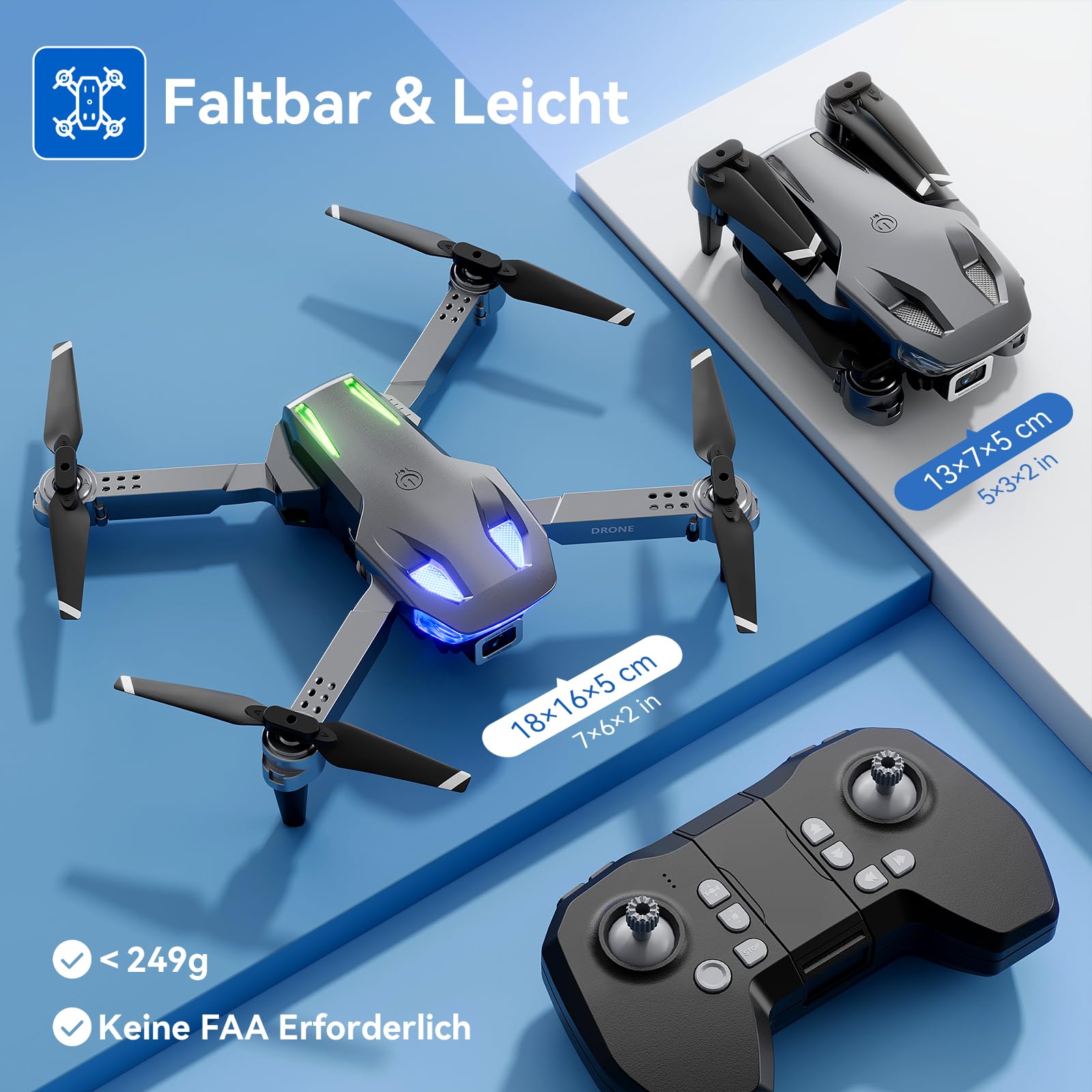 Drohne mit Kamera 1080p, Wipkviey T28 Faltbarer FPV Quadcopter für Anfänger & Erwachsene, RC-Drohne mit 3D-Flips, Höhenhaltung, Gestensteuerung, Wegpunktflug – Geschenkidee für Kinder (2 Batterien)