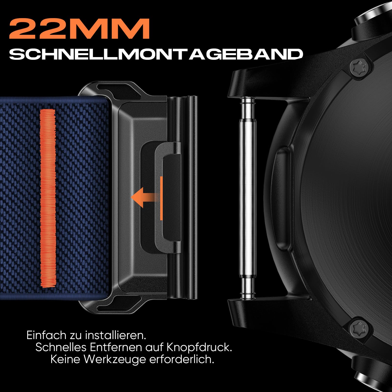 Suitisbest Sportowa bransoletka kompatybilna z bransoletką Garmin, 22 mm, Quick Fit, rozciągliwa, nylonowa, sportowa opaska z haczykiem S