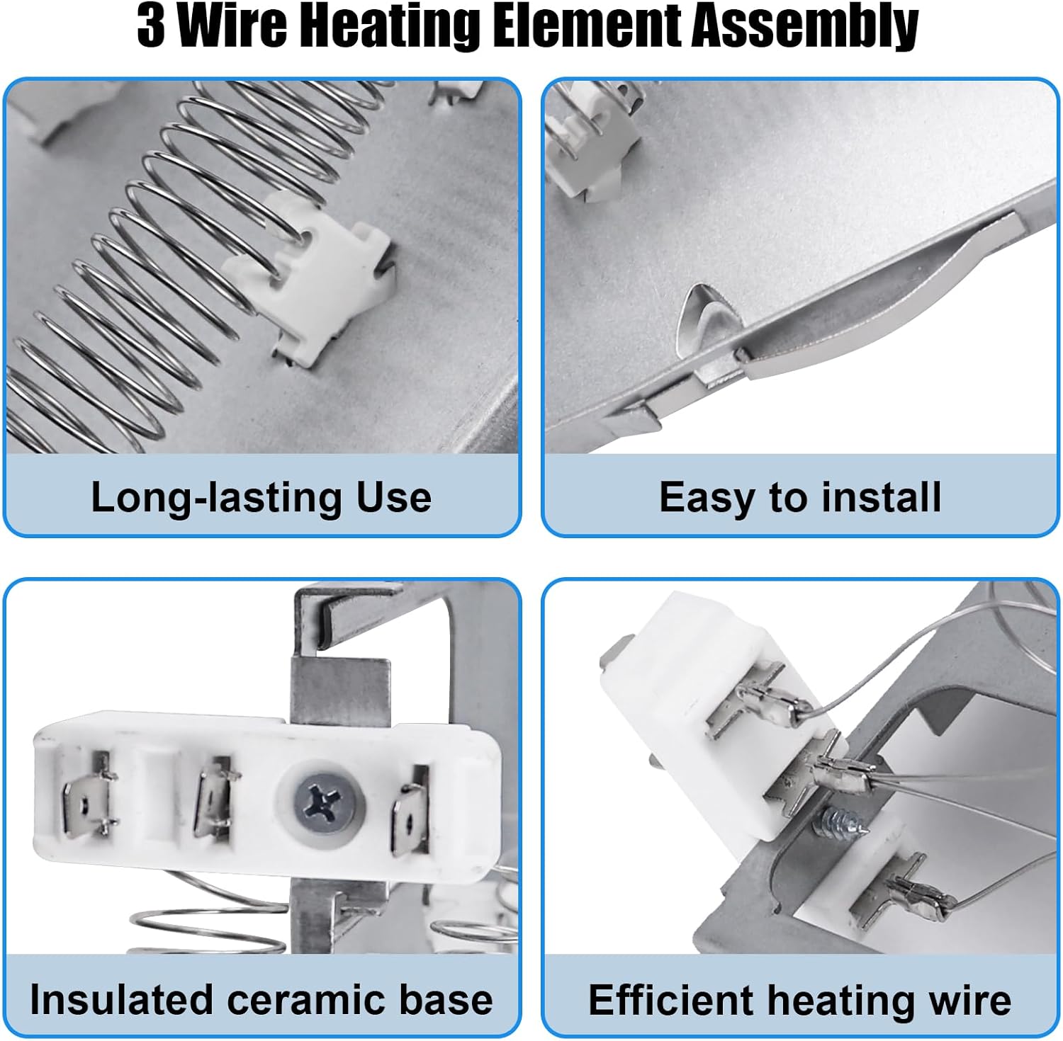 W11025156 Dryer Heating Element Dual Coil Replacement Compatiable with Whirl-pool May-tag Ken-more, 3 Wire Heating Element Assembly, Replace W10608823 AP6037386 4461512 PS11770230 EAP11770230