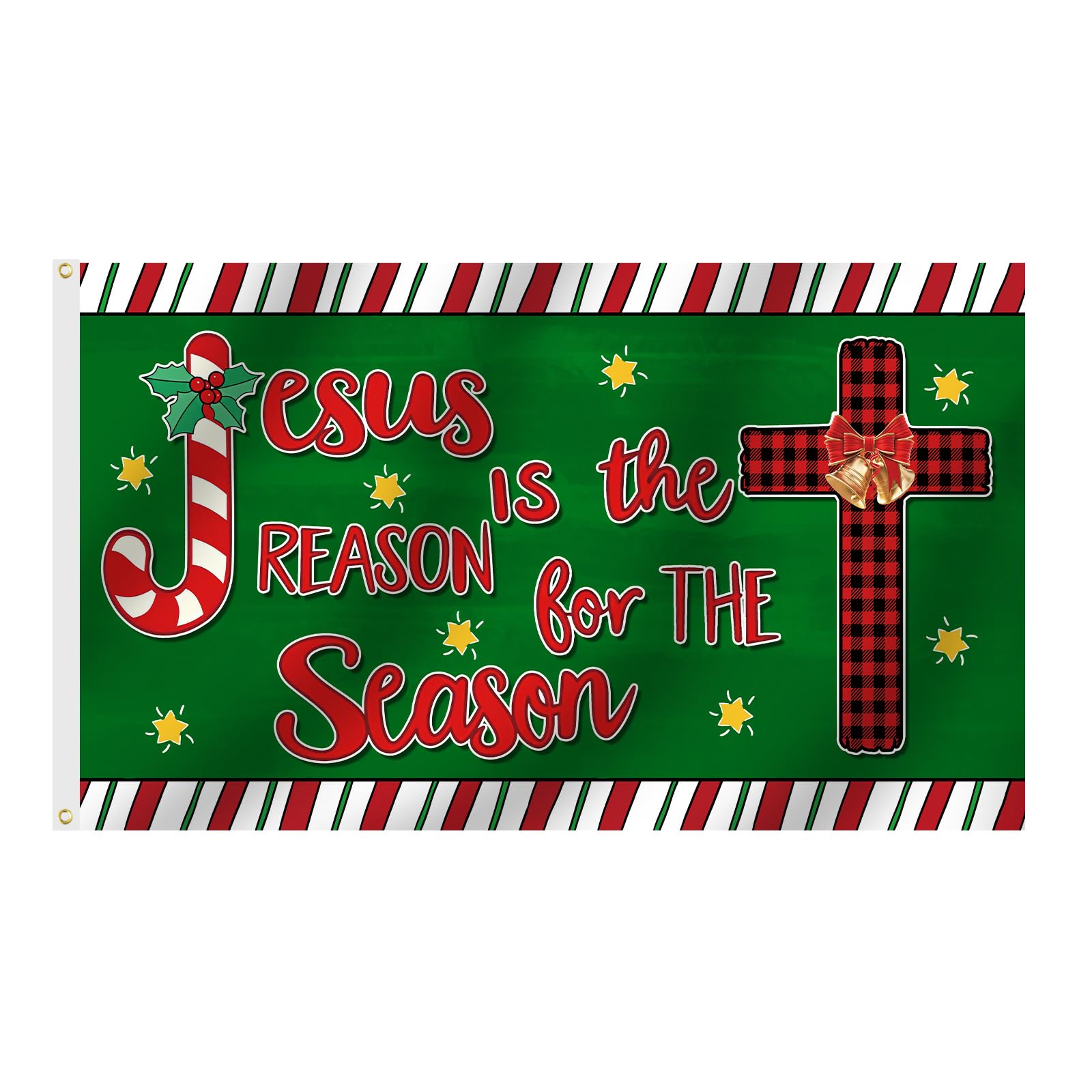 FLCHWY Weihnachtsflagge "Jesus Is The Reason For The Season" - 90x150 Cm - Rot - Für Draußen