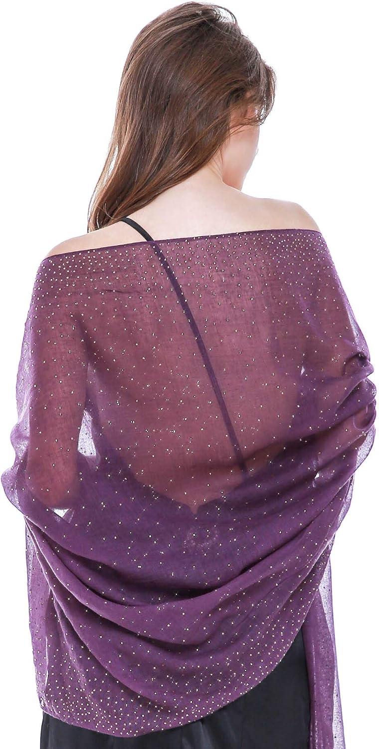 BANETTETA Starry Night Shawls and Wraps for Evening Dresses, Shiny Scarf for Women’s Formal Wear