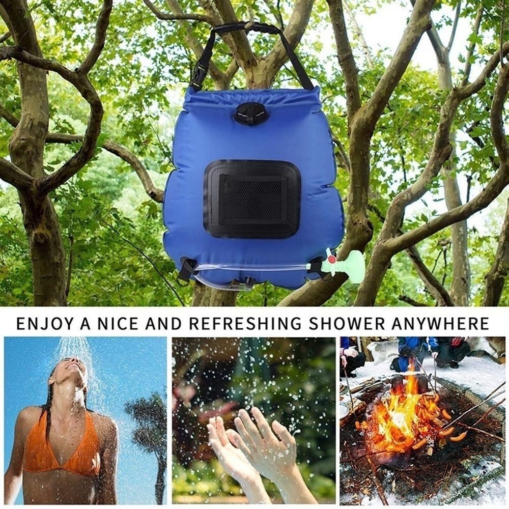 Camping Essentials Solarna przenośna torba prysznicowa | 5 galonów/20 litrów, składana torba na wodę pod prysznic na zewnątrz
