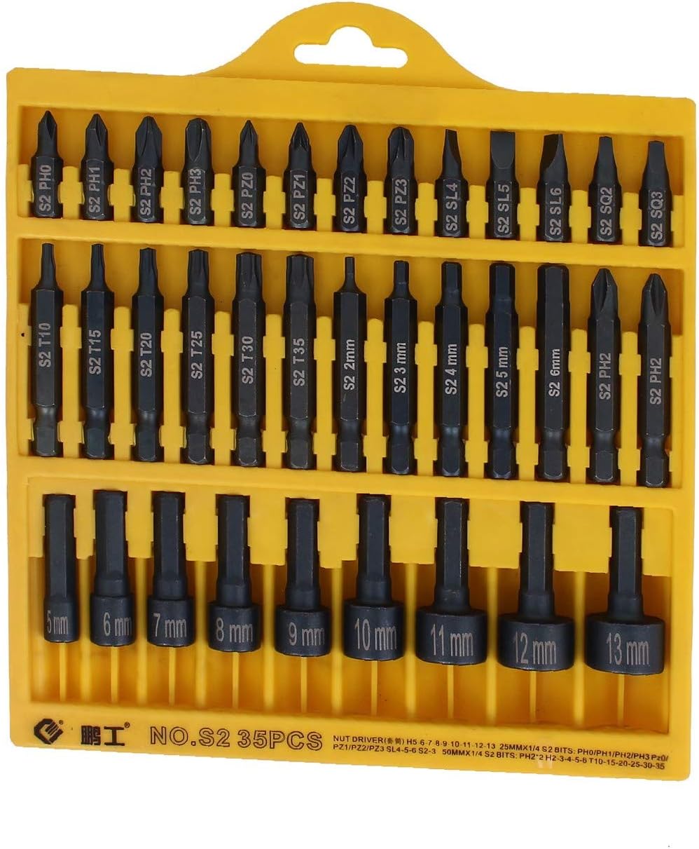 New Lon0167 1/4" Hex Featured drill hole Socket reliable efficacy Nut Wrench Torx Phillips Slotted Screwdriver Bit Set 35in1(id:0c0 fa e5 23d)