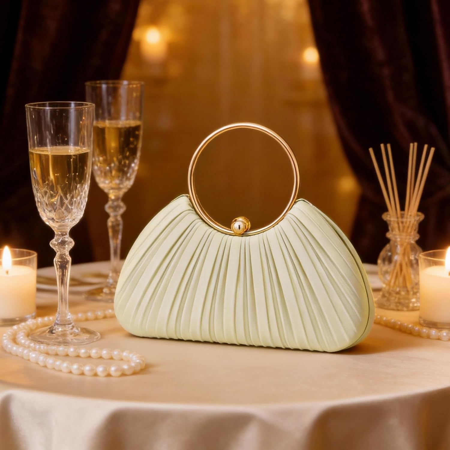 Women Clutch Purse with Chain- Elegant Evening Bag for Wedding, Prom, Cocktail Party & Formal