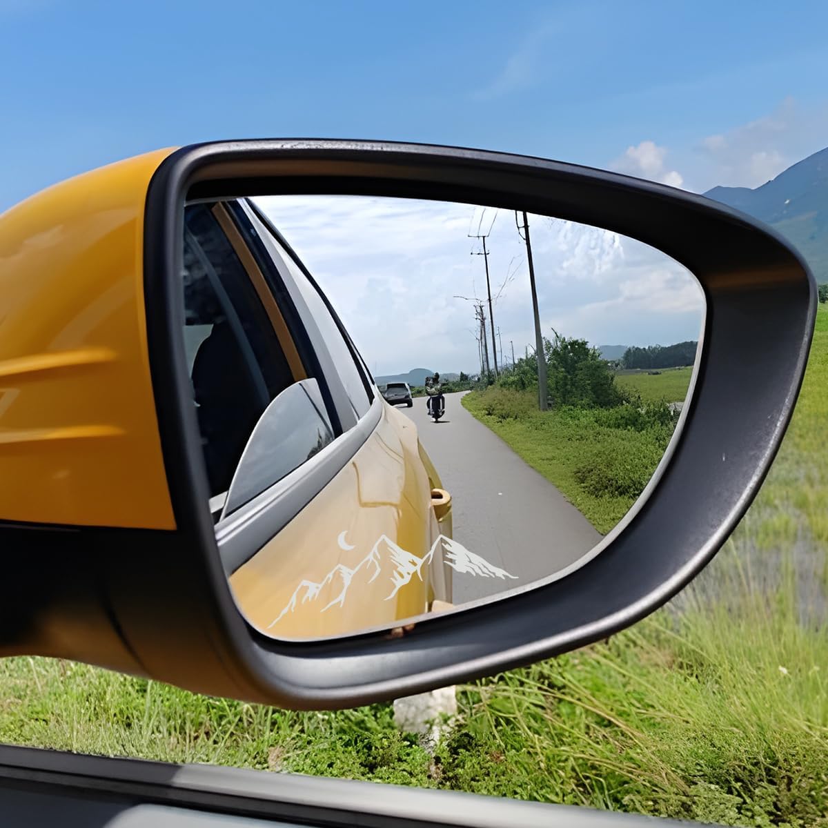 HZEL Snow Mountain Car Rearview Mirrors Sticker, 2PCS Reflective Night Moon Nature Scenic Vehicle Window Decal, Automotive Rear View Mirror Decoration, Universal for SUV RV Truck (Silver White) image 4