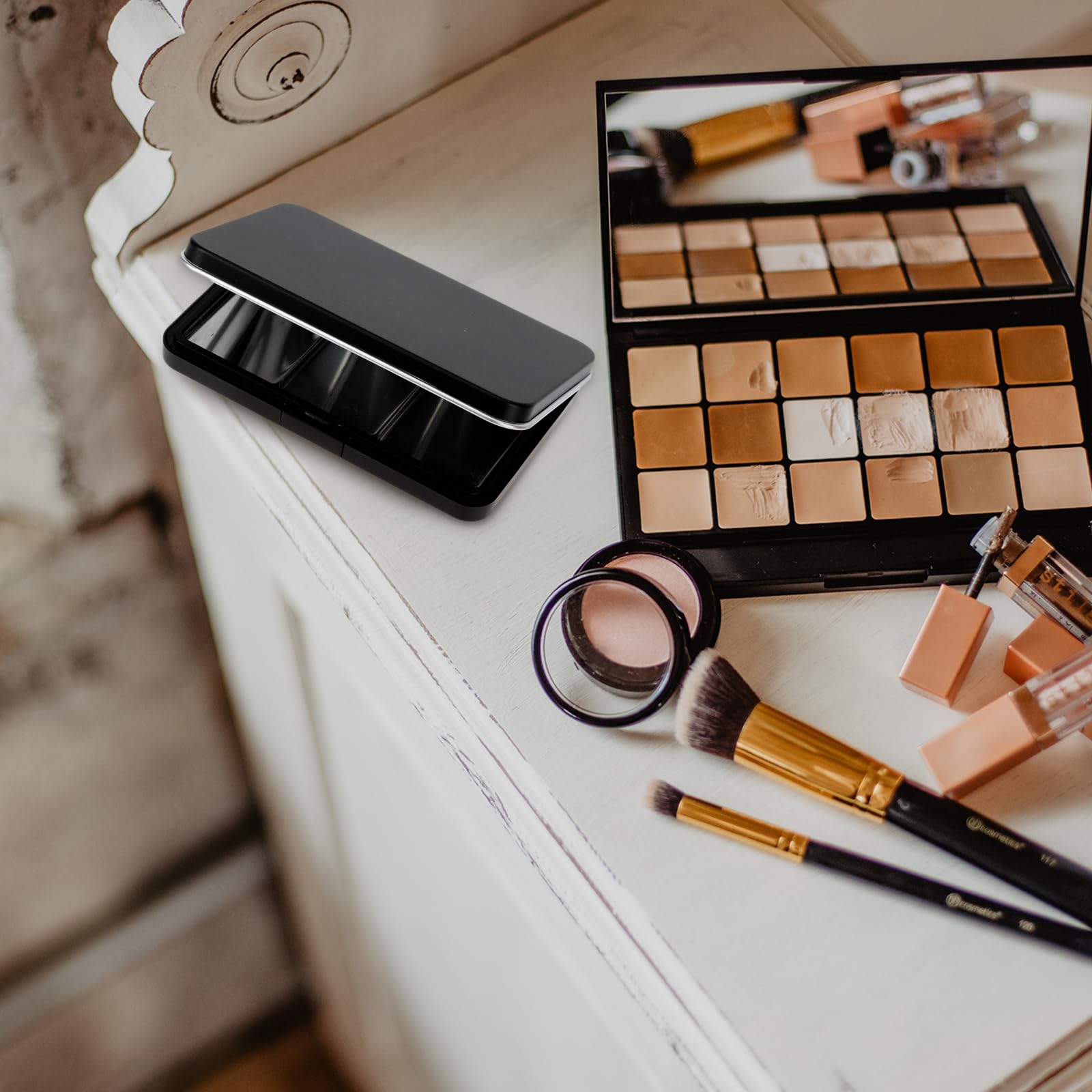 Paleta de sombras de ojos vacía: paleta de maquillaje magnética recargable con espejo para sombra de ojos en polvo, rubor, lápiz labial, resaltado - tamaño de viaje compacto 5