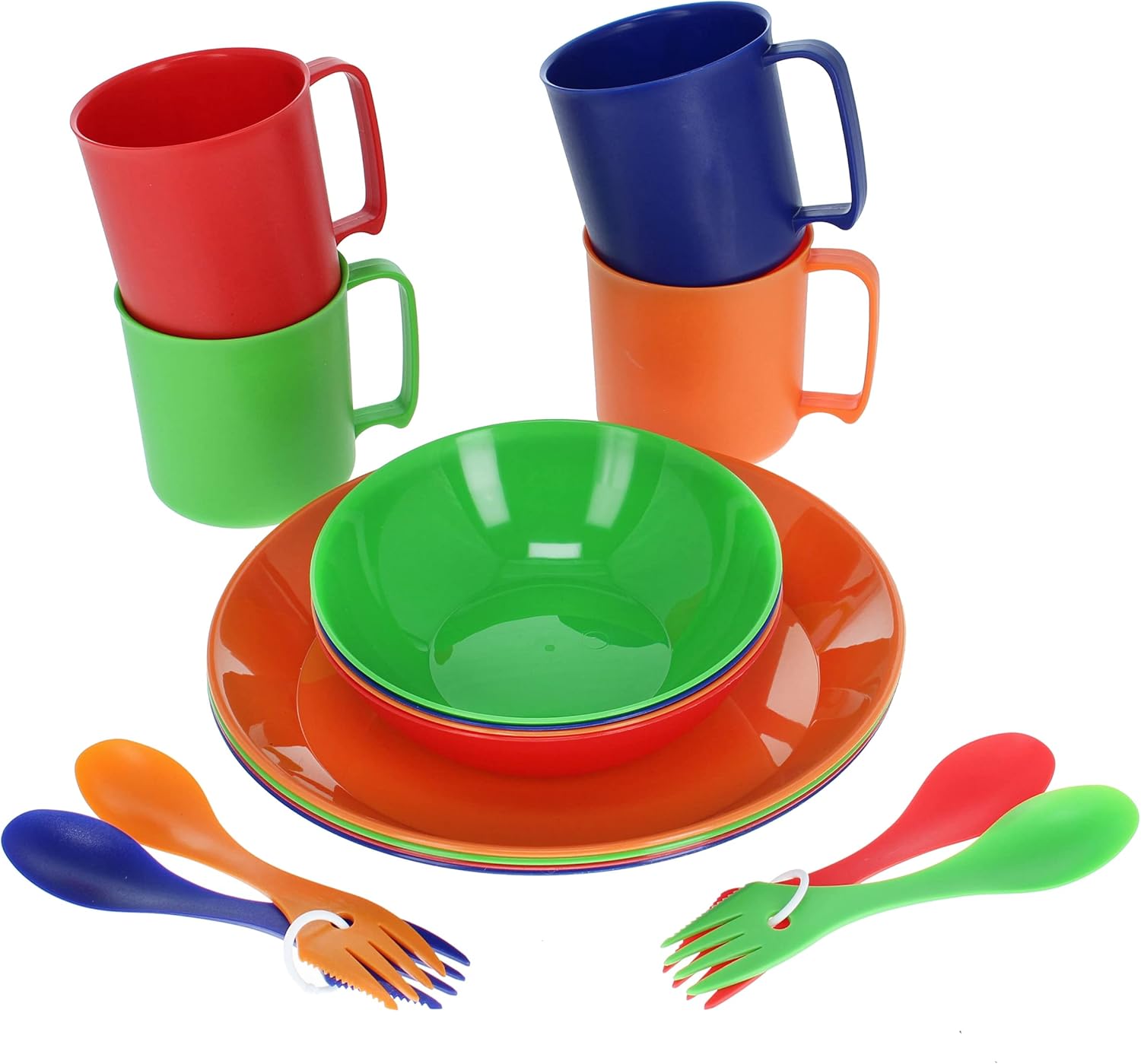 Higher Altitude Camp Dining Set 24pc Colorful Plastic Camp Dinnerware Set
