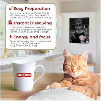 Maccoffee 3 in 1 Original 10 Pack Instant Coffee Packets Pack of 10x20g / 0.7 oz Single Serve Instant Coffee Packets Milk Sugar