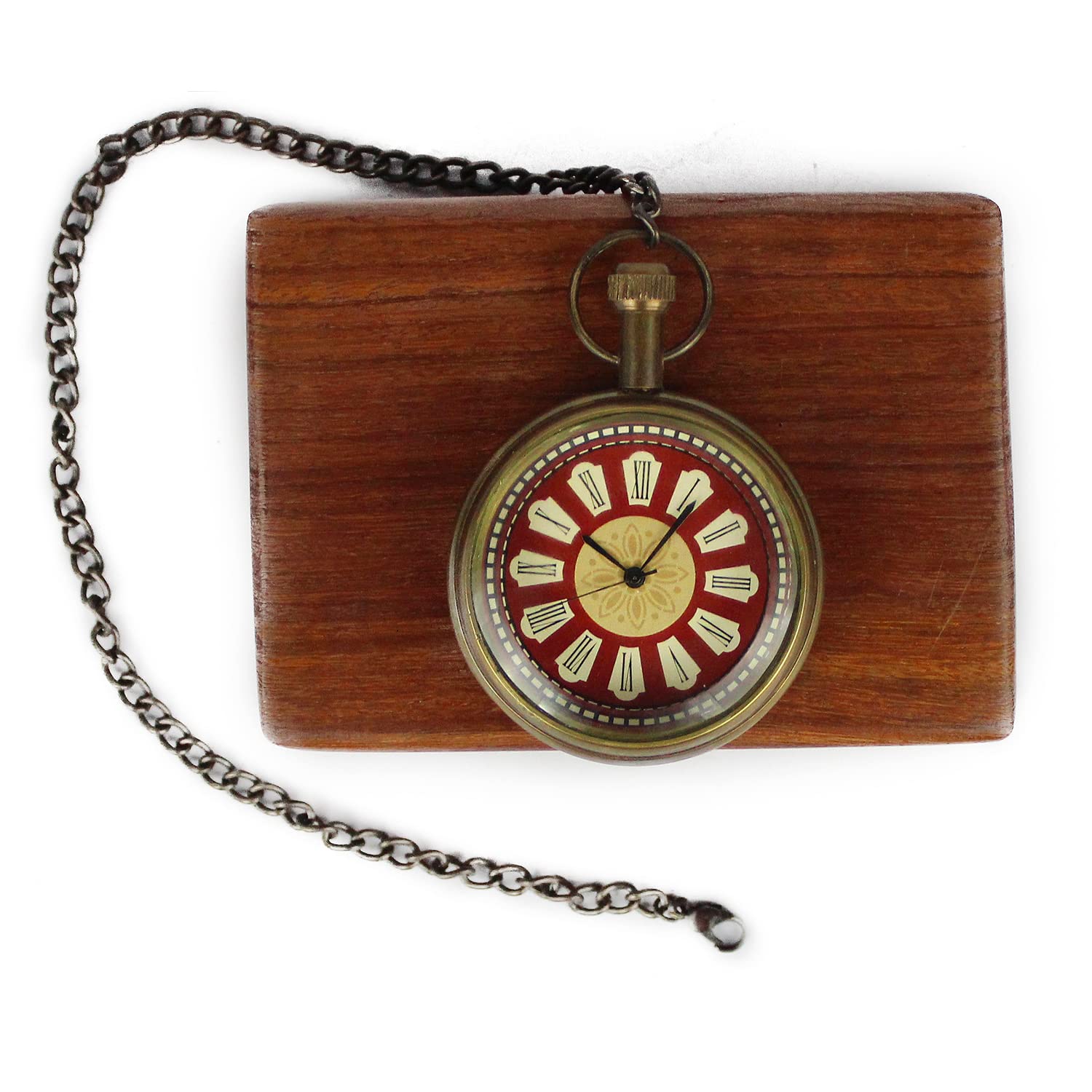 Artvarko Reloj de bolsillo de latón antiguo hecho a mano con caja de madera, reloj Gandhi para hombres, mujeres y niños, regalos de valantina para parejas amorosas., Oro envejecido, Standard, Antiguo