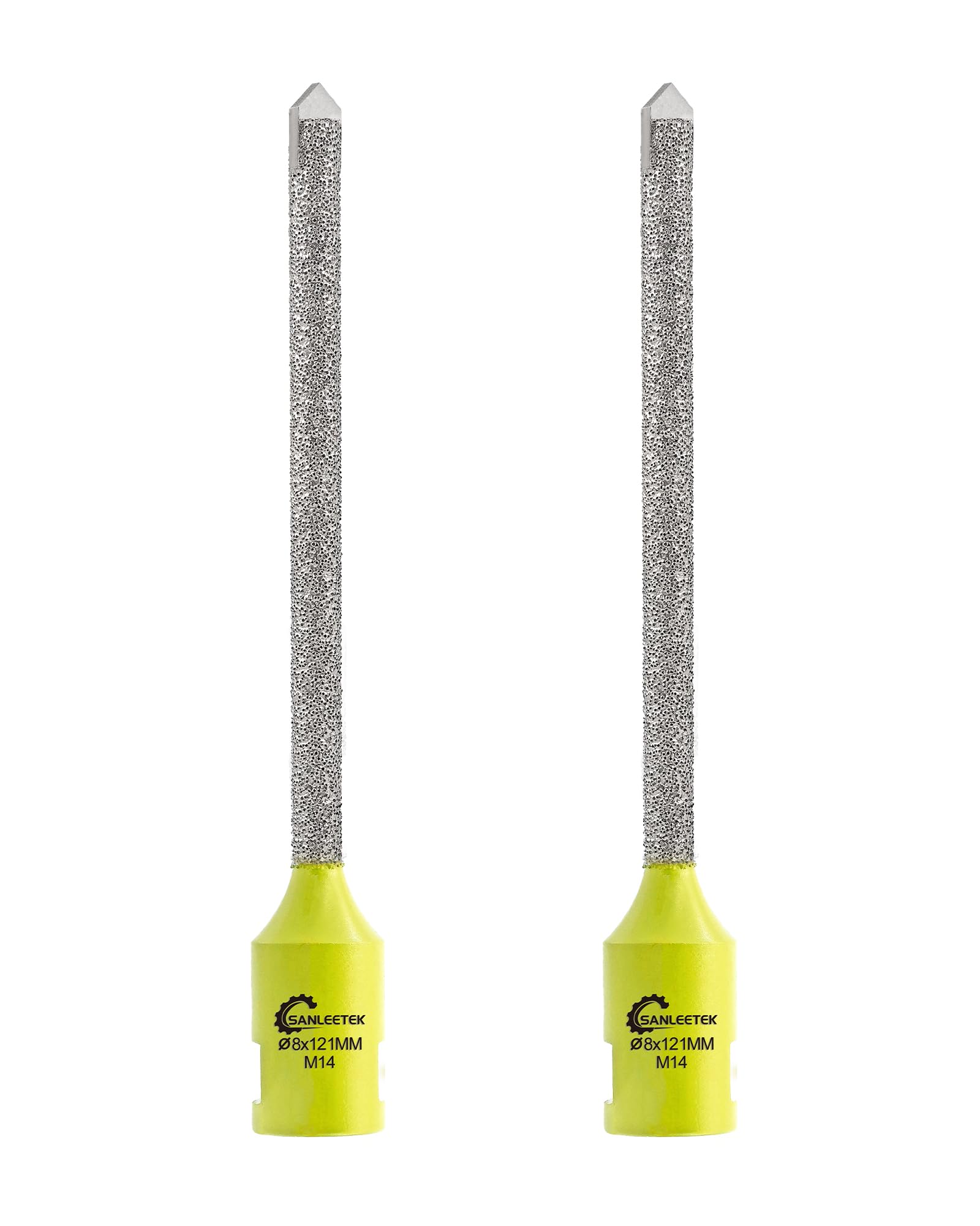 SANLEETEK Diamond Mortar Raking Bit - 2pcs Diamond Mortar Router with Carbide Tipped Positioning for Mortar Removal and Tuck Pointing Masonry Stone Brick Removal 8mm x 121mm, M14 Thread