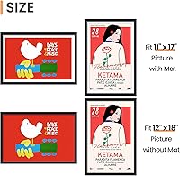 Vista 3 de upsimples 12x18 Picture Frame, Display Pictures 11x17 with Mat or 12 x 18 Without, Wall Hanging Poster Frames, Black, 1 Pack Negro