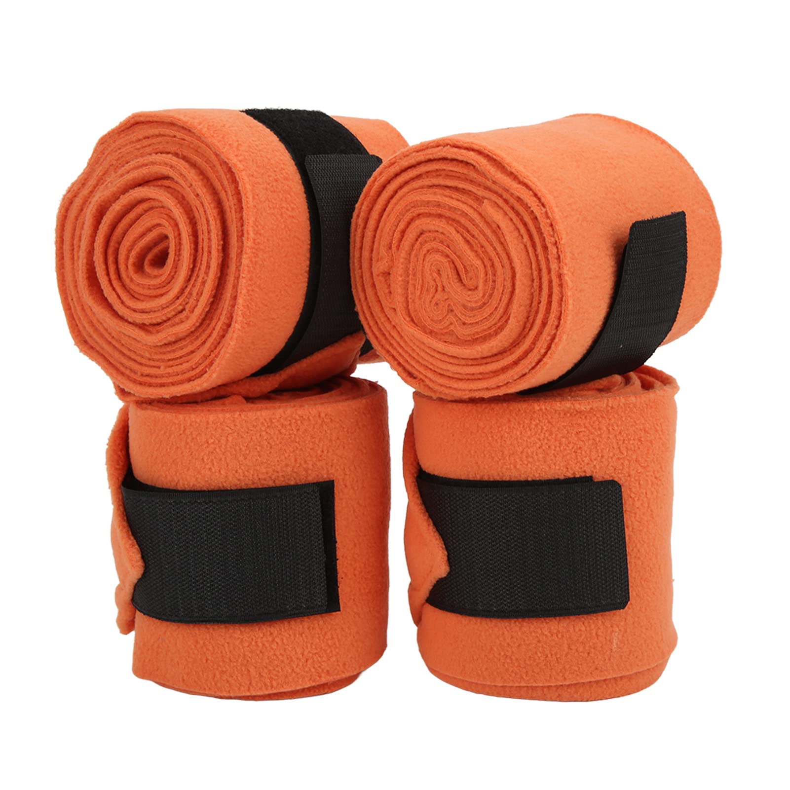 Bandages jambes cheval orange x4 en polaire auto-adhésifs pour le soutien