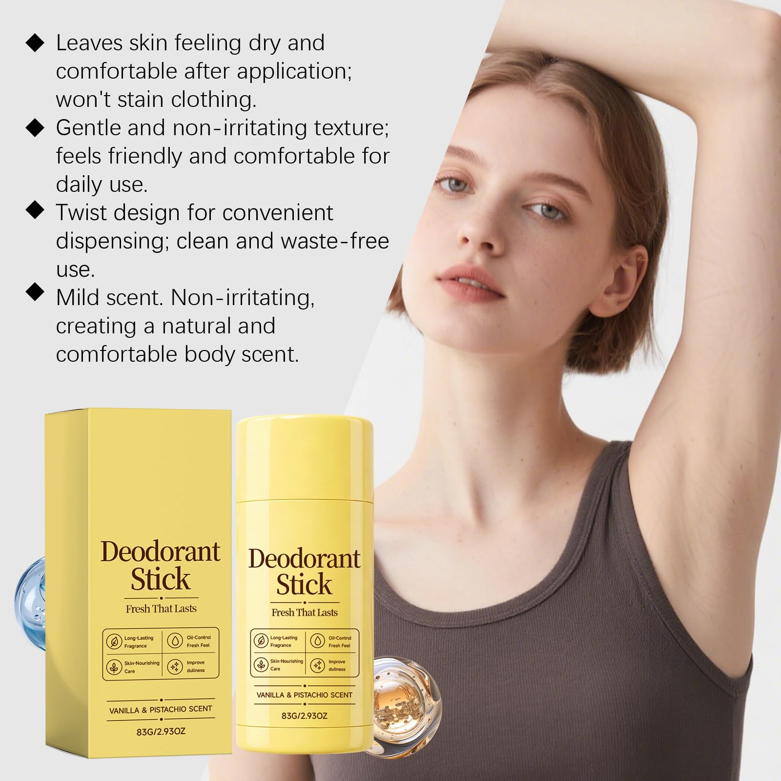 Deodorante Stick Vaniglia E Pistacchio Uomo‑donna, Fragranza Fresca Di Lunga Durata, Controllo Oleoso Ascelle, Deodorante Coreano Nutriente Portatile (6 PCS)