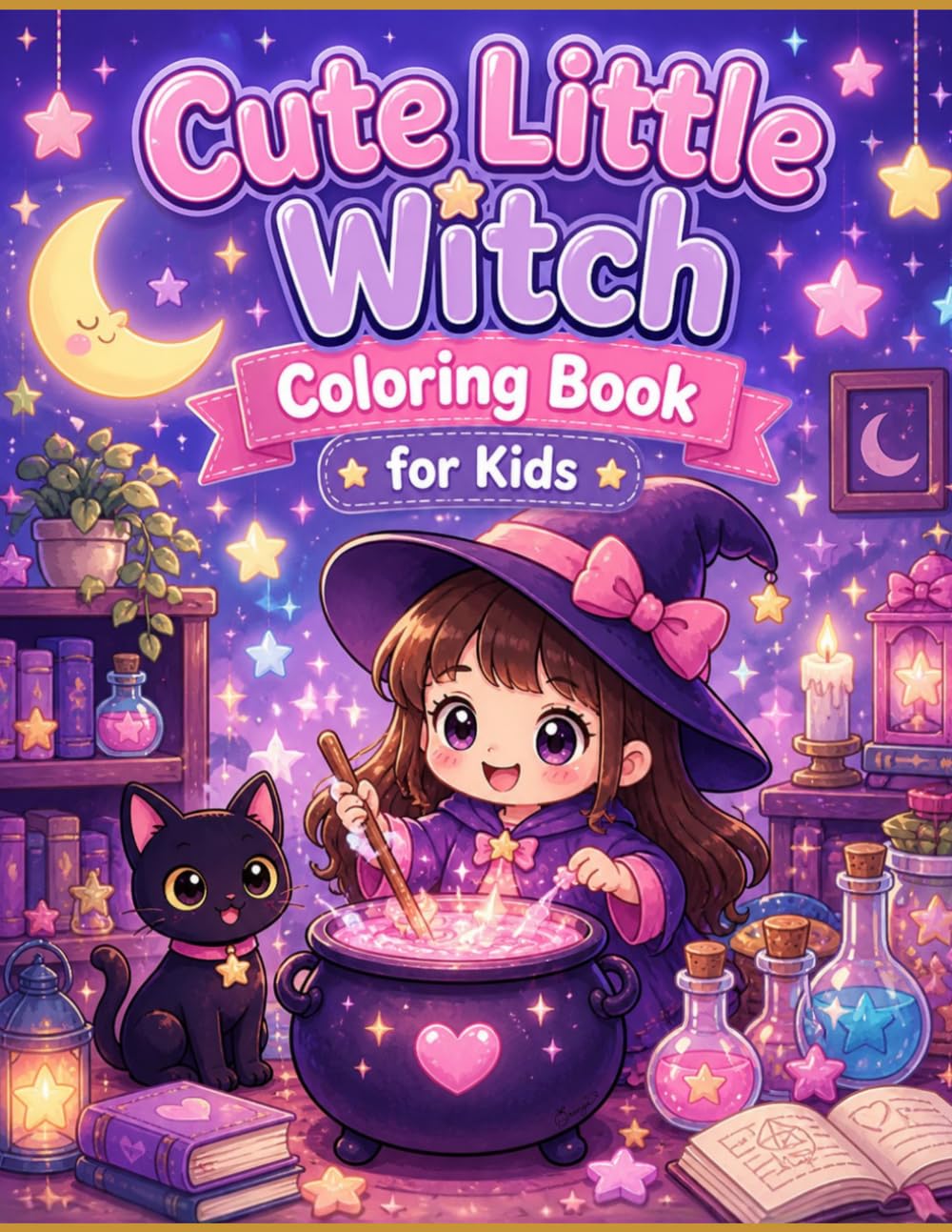 Cute Little Witch Coloring Book: Fun and Easy Coloring Pages for Boys and Girls Ages 4-8