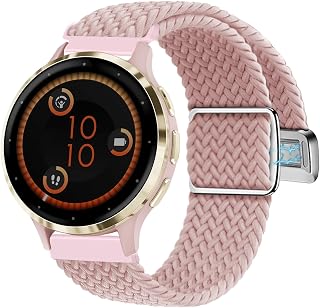 Abanen 20mm Braided Nylon Elastic Watch Bands for Garmin Vivoactive 5 / Venu Sq/Venu 2 Plus, Loop Soft Stretchy Wristband Strap with Magnetic Closure for Vivoactive 3/Vivomove Sport