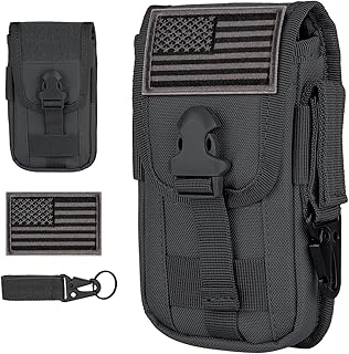 IronSeals Tactical Phone Holster Pouch, Gadget Waist Bag Molle Attachment Belt Holder Bag with US Flag Patch and Tactical Gear Clip for 4.7"-6.9" Phone - IronSeals