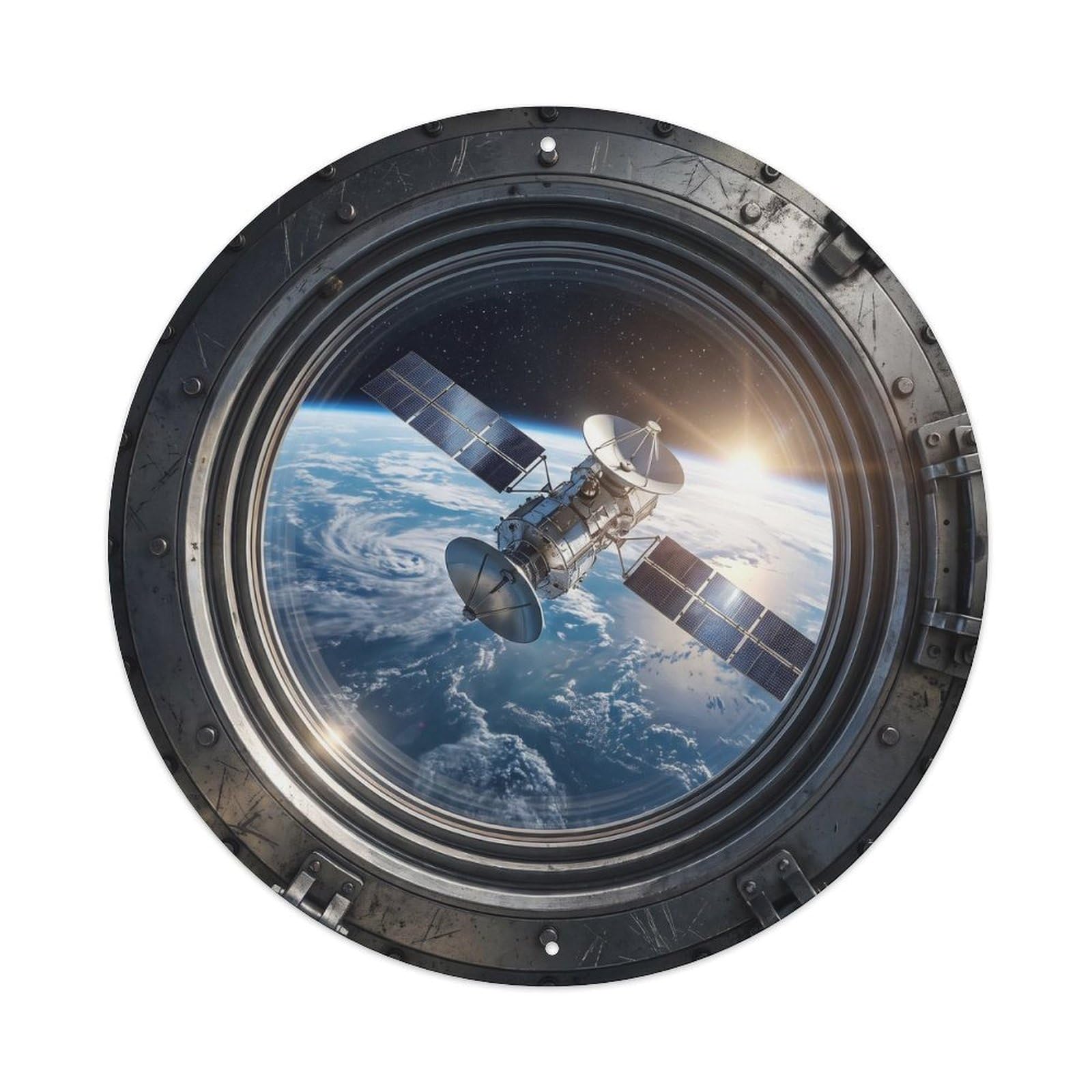 Earth Satellite Orbit View Metal Tin Sign