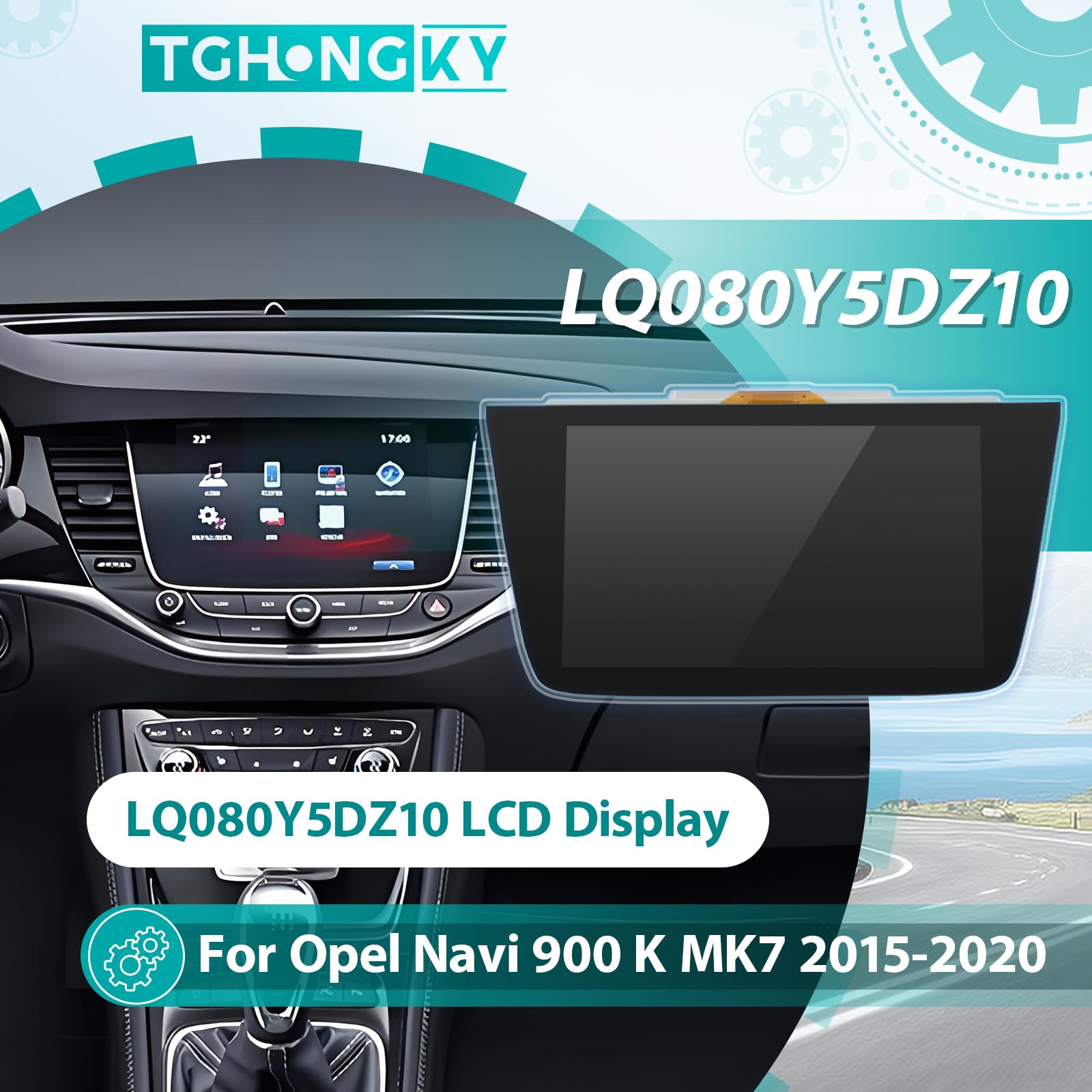 LCD Panel Táctil para Opel Astra K Mk7 2015-2020 Intellilink para Vauxhall Navi 900 Radio Pantalla para LQ080Y5DZ10 Pantalla Táctil De Cristal 8 Pulgadas Repuesto Digitalizador Navegación X