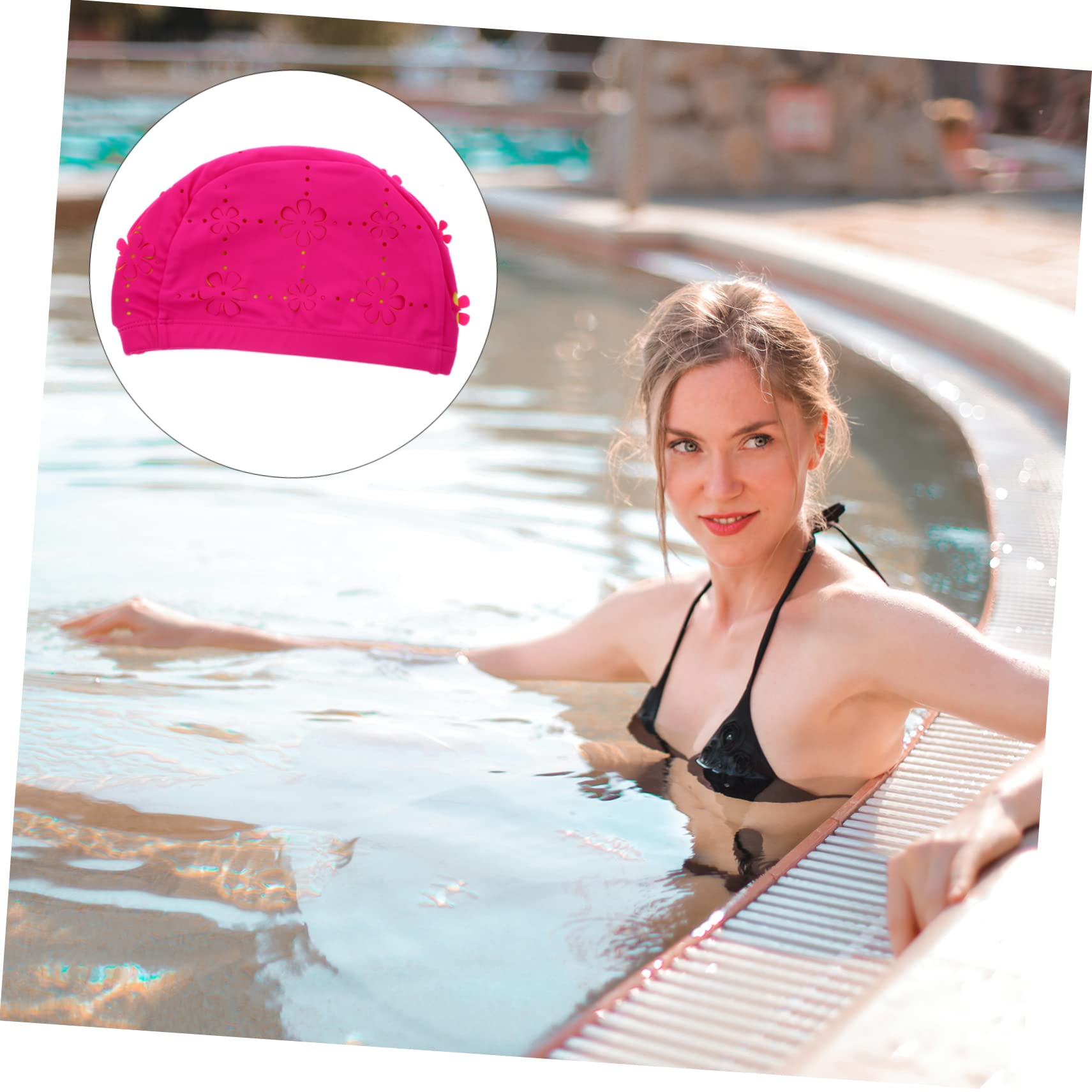 Sosoport 3piezas Gorro De Natación Protección para Oídos Diseño De Flores para Mujeres Resistente Al Agua para Piscina y Actividades Acuáticas