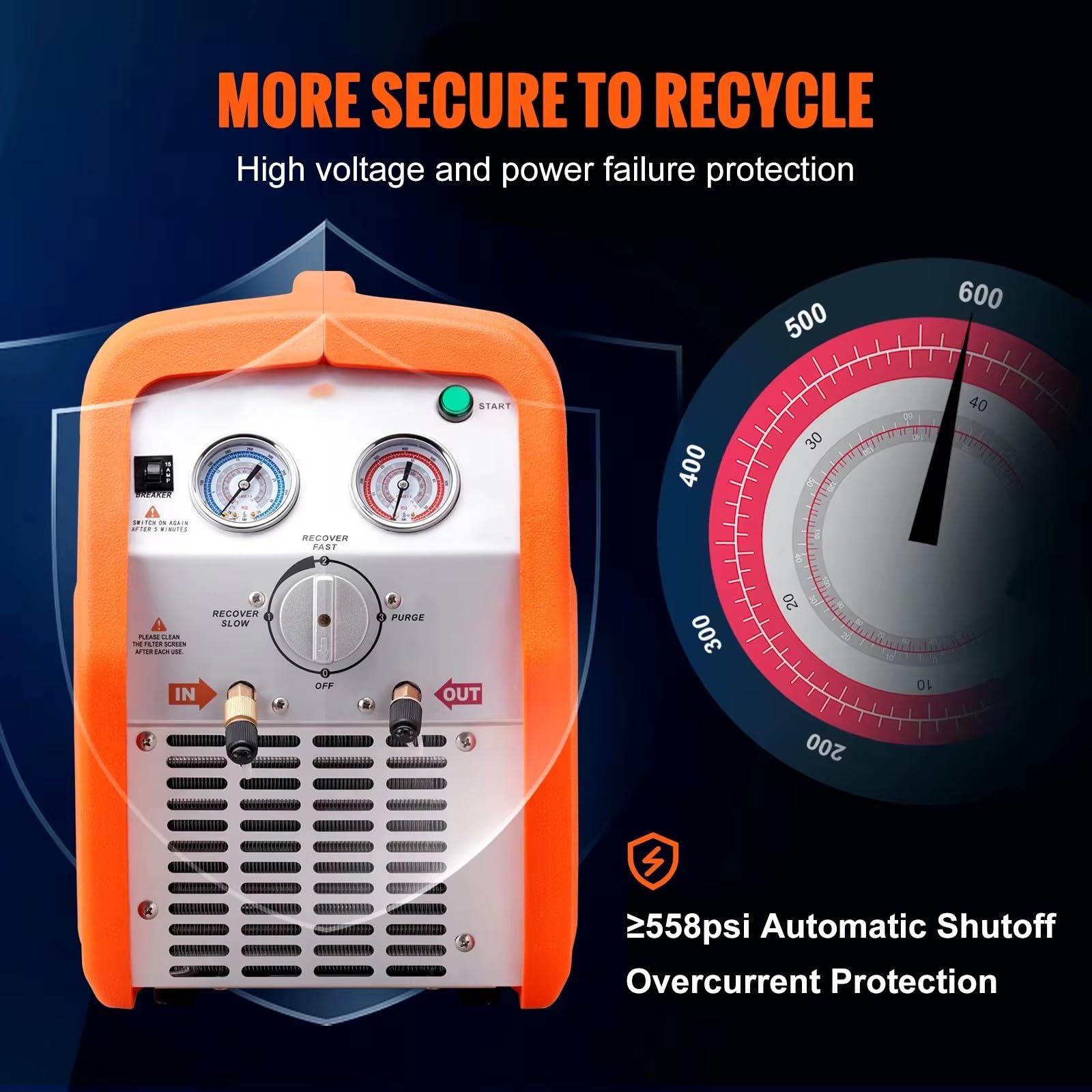 Máquina portátil de recuperación de refrigerante: Herramienta de Doble Cilindro para Sistemas HVAC Que Permite la recuperación rápida de Gas en Sistemas automotrices