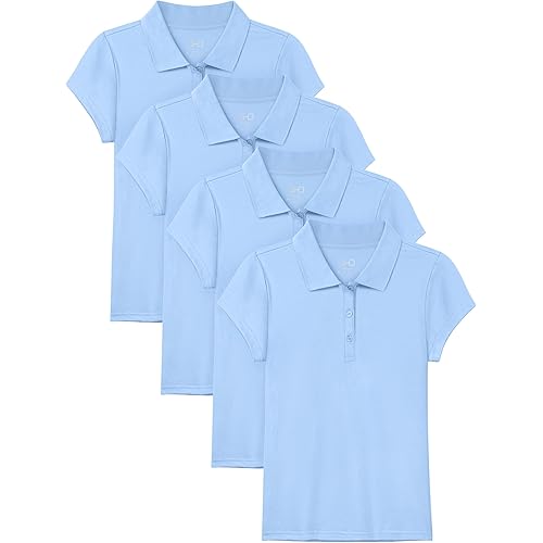 4 Pack Girls Polo Shirt Girls Uniform Polo for School Cotton Polo Shirts School Uniform Blouse for Girls