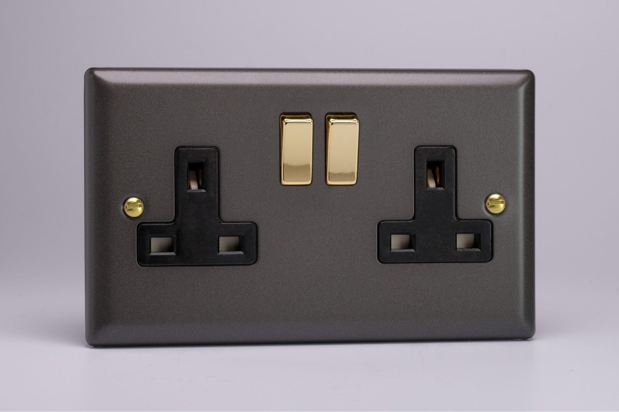 Varilight Slate 2-Gang 13A Double Pole Switched Socket