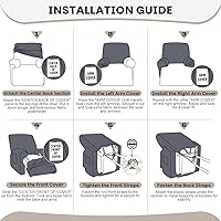 Vista 6 de VANSOFY Fundas para sillas reclinables, 4 piezas, elásticas, de tela jacquard, suave funda para silla reclinable, protector de muebles con parte