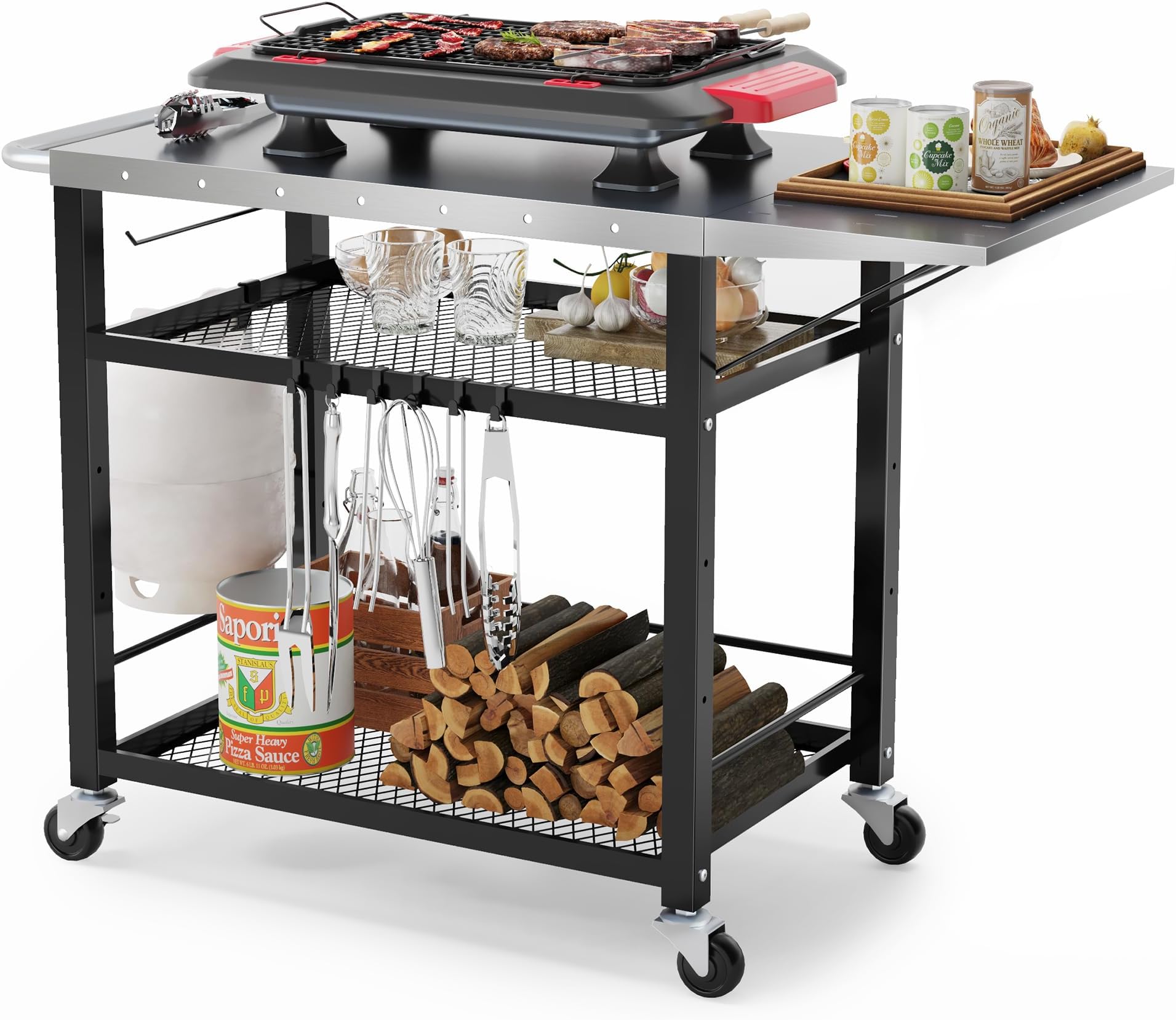Outdoor Grill Table Grill Cart Solid and Sturdy