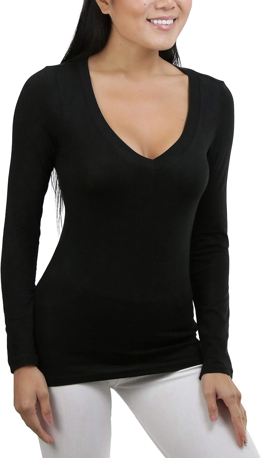 ToBeInStyle Women's Classic V Neck Long Sleeve Tee - Image 4