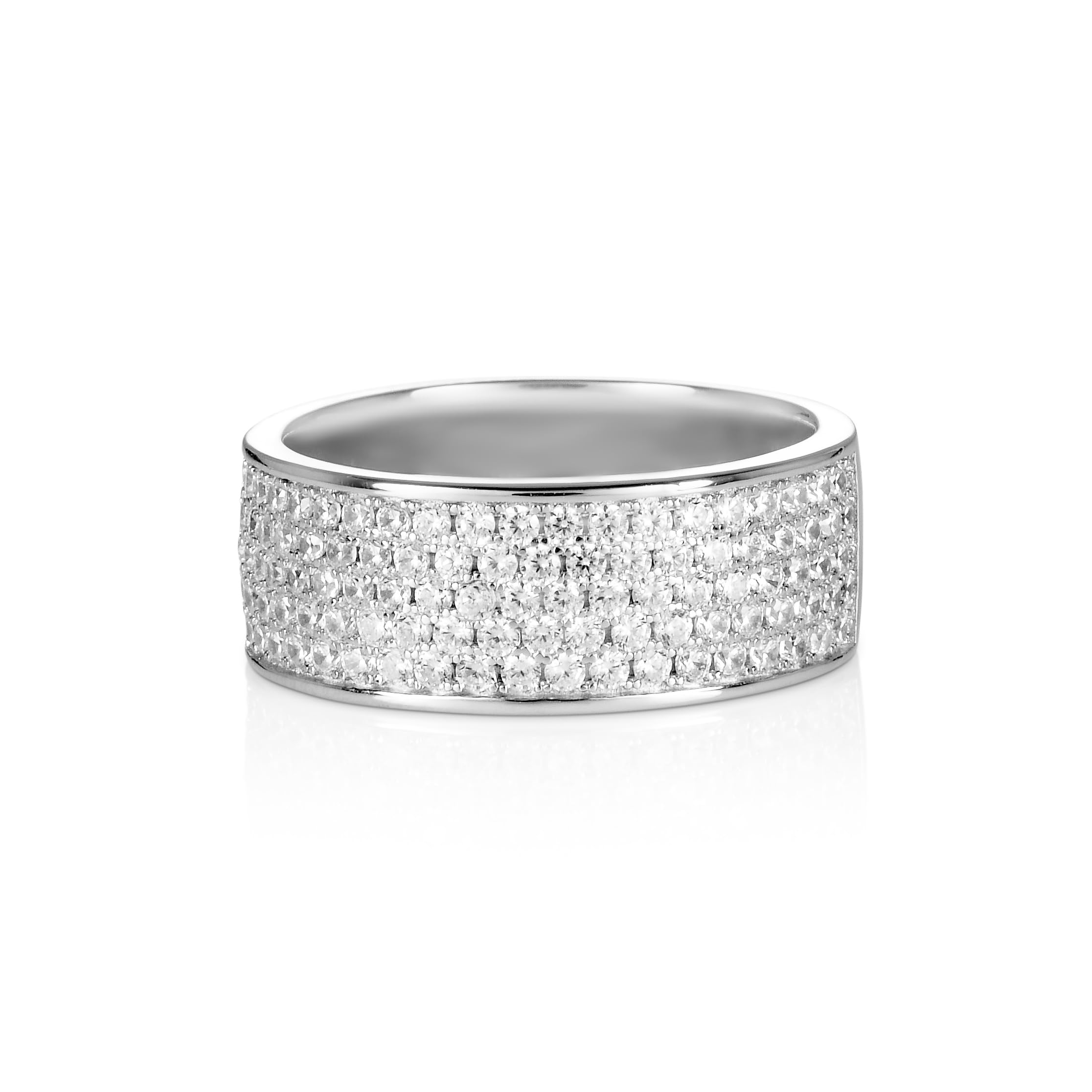 Diamond Treats Anello Donna in Argento 925 con Zirconi, per Donna e Ragazza, Anello a Mezza Fascia per Donna e Ragazza, Grande Anello Argento 925 Donna con Confezione Regalo