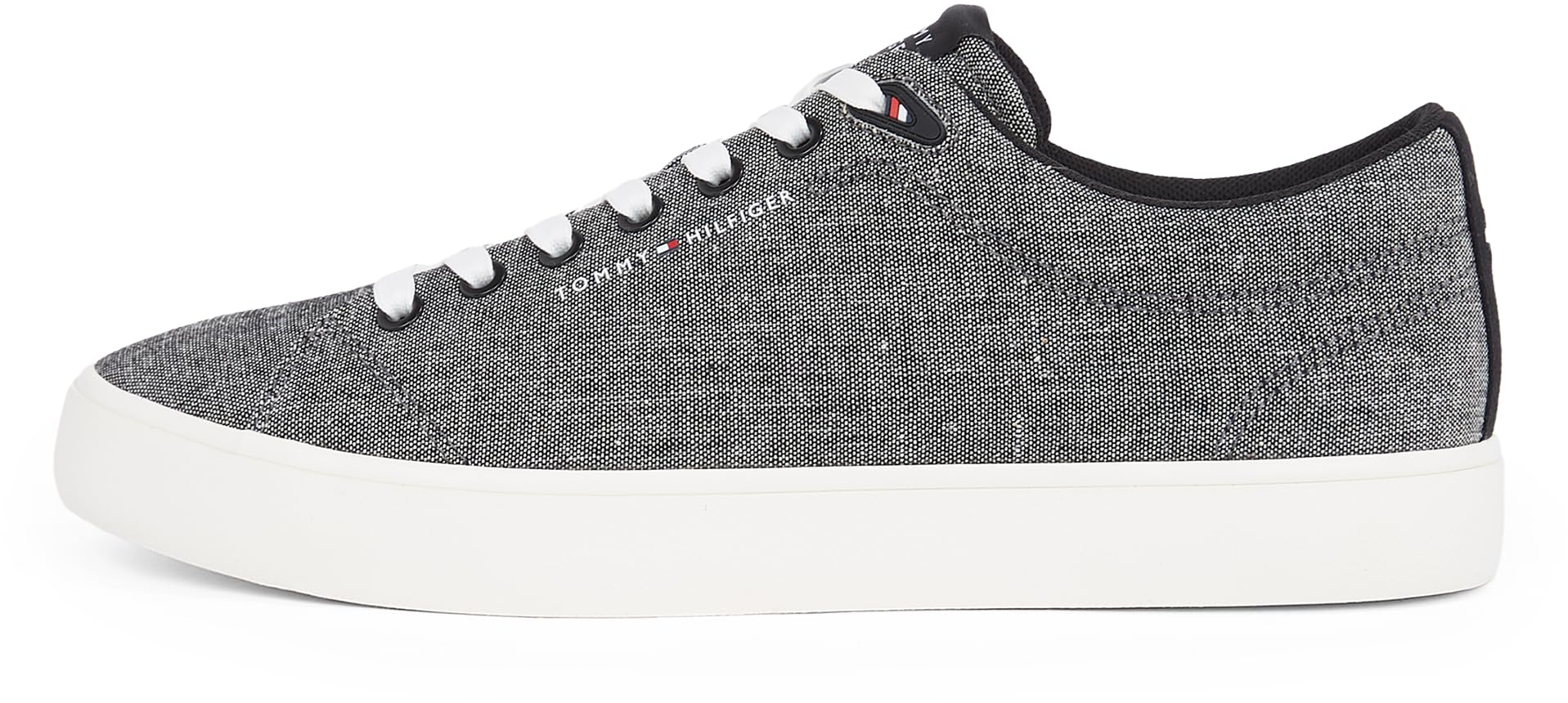 TOMMY HILFIGER Men's TH HI Vulc Low CORE Chambray, Black (Black), 10.5