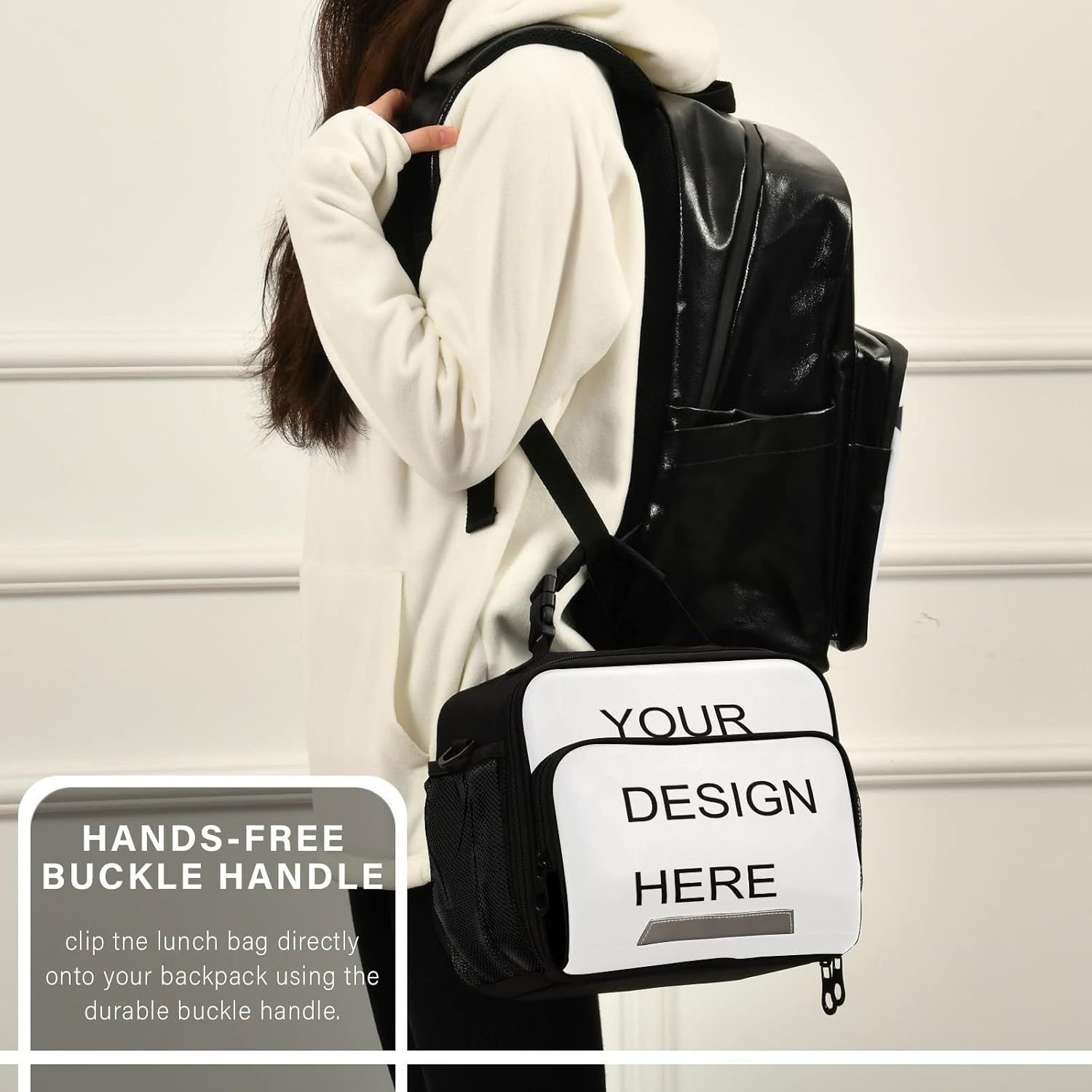 Custom Kids Lunch Box, Insulated Lunch Bags, Cooler Tote Bag with Removable Shoulder Strap for Boy Girl Student (208009)