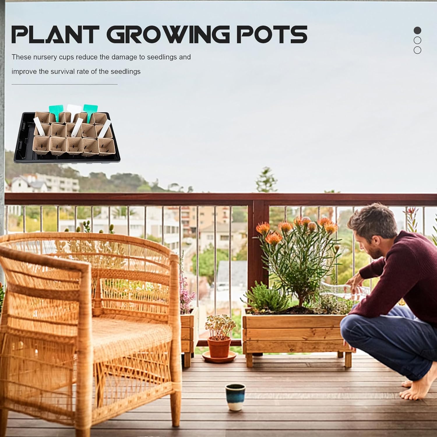 YARNOW Biodegradable Peat Planting Nursery Pots with Plant Labels Garden Seed Starting Planter Set for Indoor and Outdoor Germination