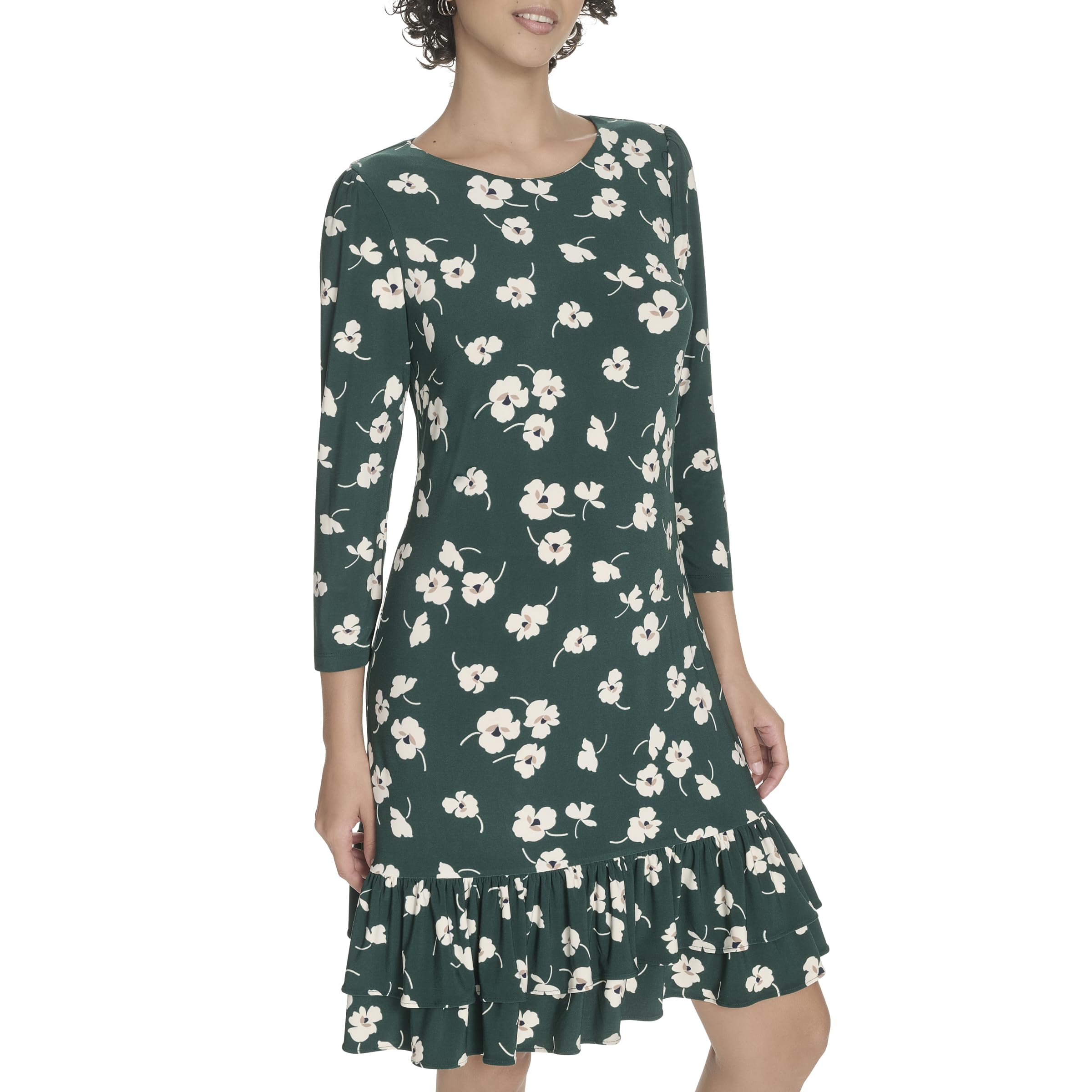 Tommy Hilfiger Womens 3 4 Sleeve Jersey Stretch Shift Dress
