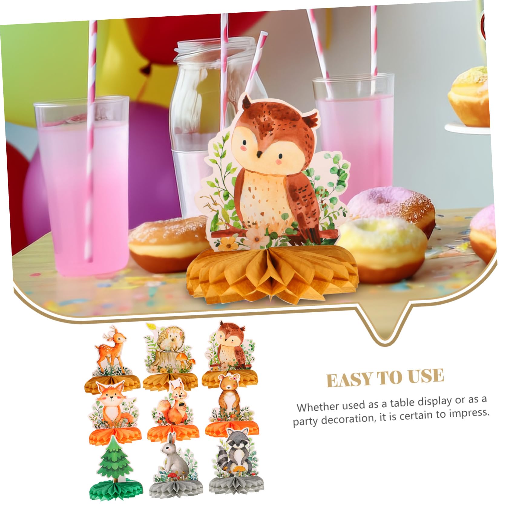 Toyvian 3 Set Decorazioni Compleanno Tema Animali con Decorazioni Ape Centrotavola per Feste Compleanno E Eventi 9 Pezzi * 3