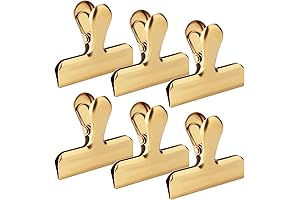 Gold Chip Bag Clips: 6-Pack of 3-Inch Stainless Steel Clamps for Food, Bags, and Files