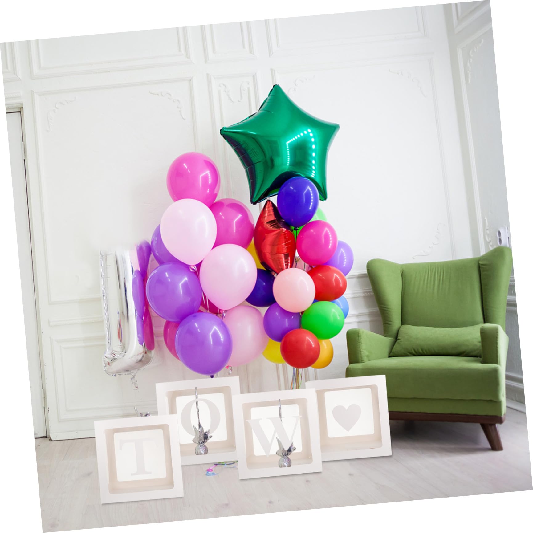 NOLITOY Geburtstags Ballonbox Satz Transparent Weiß mit Buchstaben Deko für Babyparty Partydeko