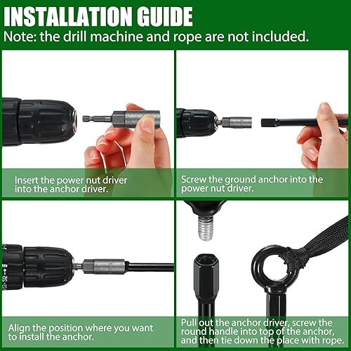 Miniatura 4 de Gisafai Kit de anclaje para cama elástica de 30 pulgadas de largo, 0.472 in de grosor, hoja en espiral de diámetro, anclajes de tierra resistentes,